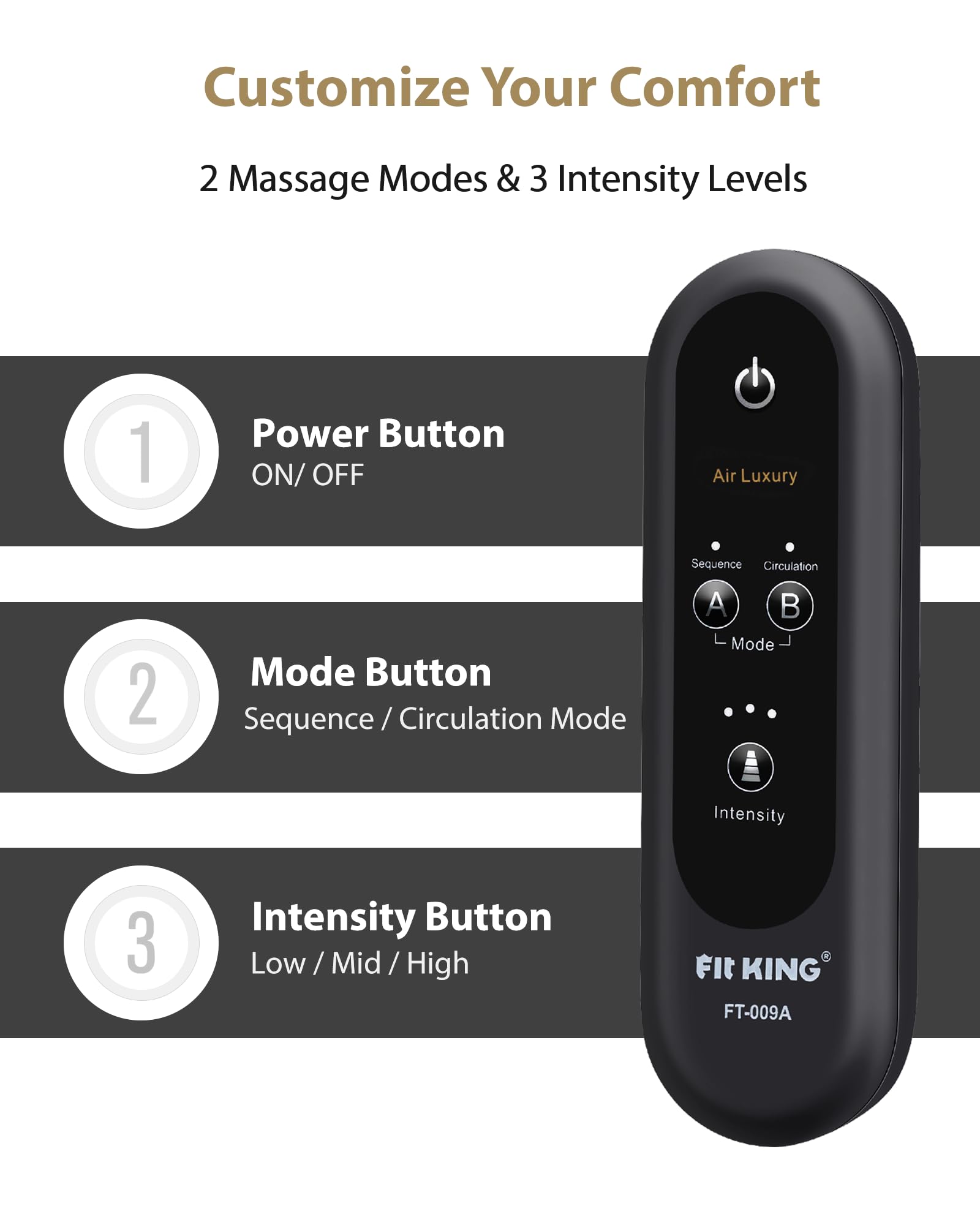 FIT KING leg massager therapy modes offer customizable massage experiences.