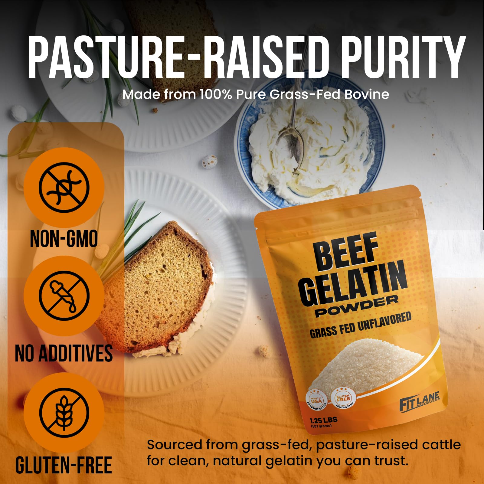 Fit Lane Beef Gelatin Powder gummy-dessert setup for homemade gummies.