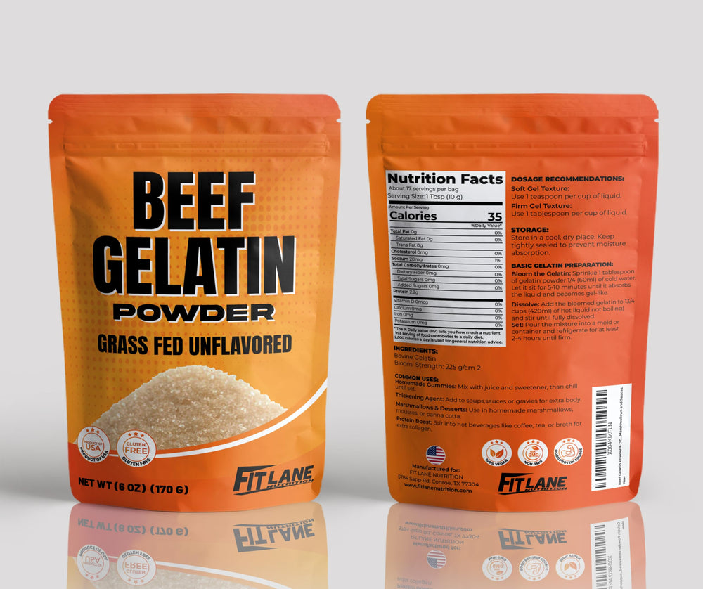 Fit Lane Beef Gelatin Powder stabilizes sauces for glossy, restaurant-quality finish.