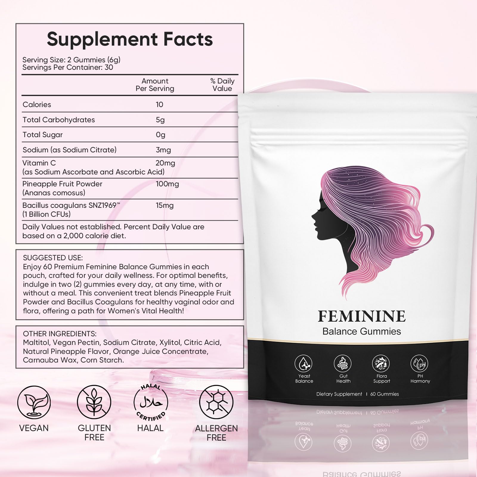 FITactic Nuora gummies closeup shows tropical vegan pineapple flavor supporting flora-friendly health