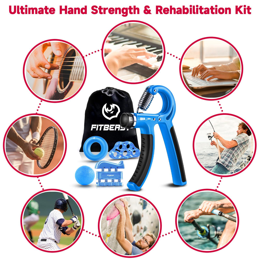 FitBeast 5-pack grip strengtheners displayed for versatile home and gym use.