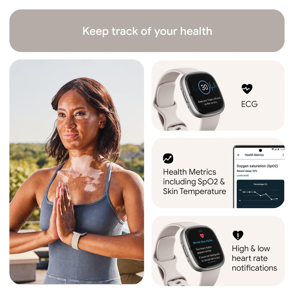 Fitbit Sense 2 with built-in GPS guiding outdoor workout route.
