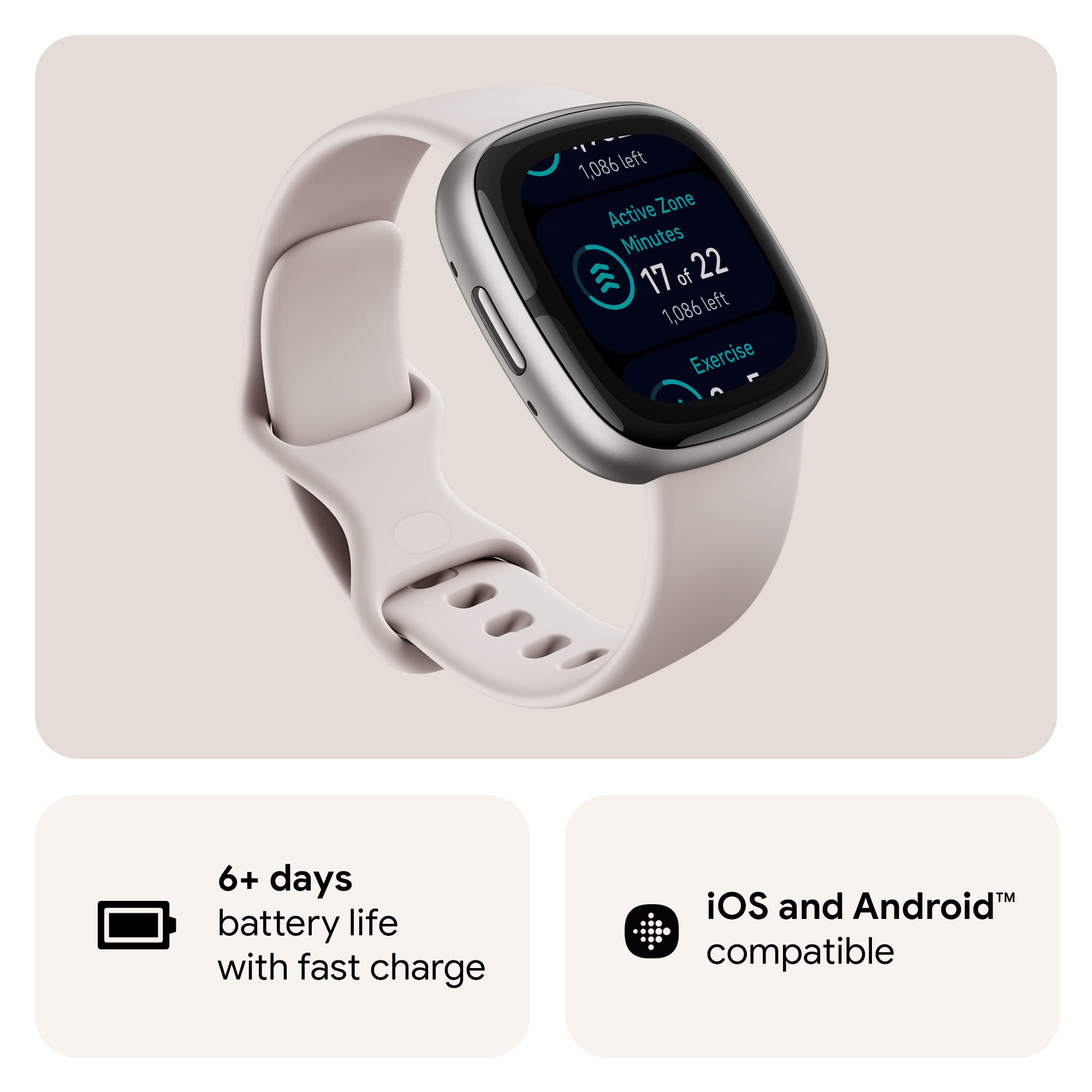 Fitbit Sense 2 interchangeable bands in small and large sizes.
