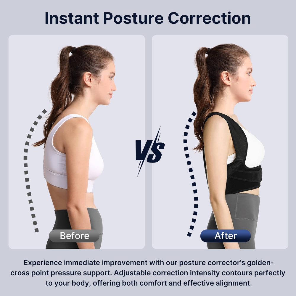 Fit Geno Posture Corrector upper back brace supports neck and shoulders.