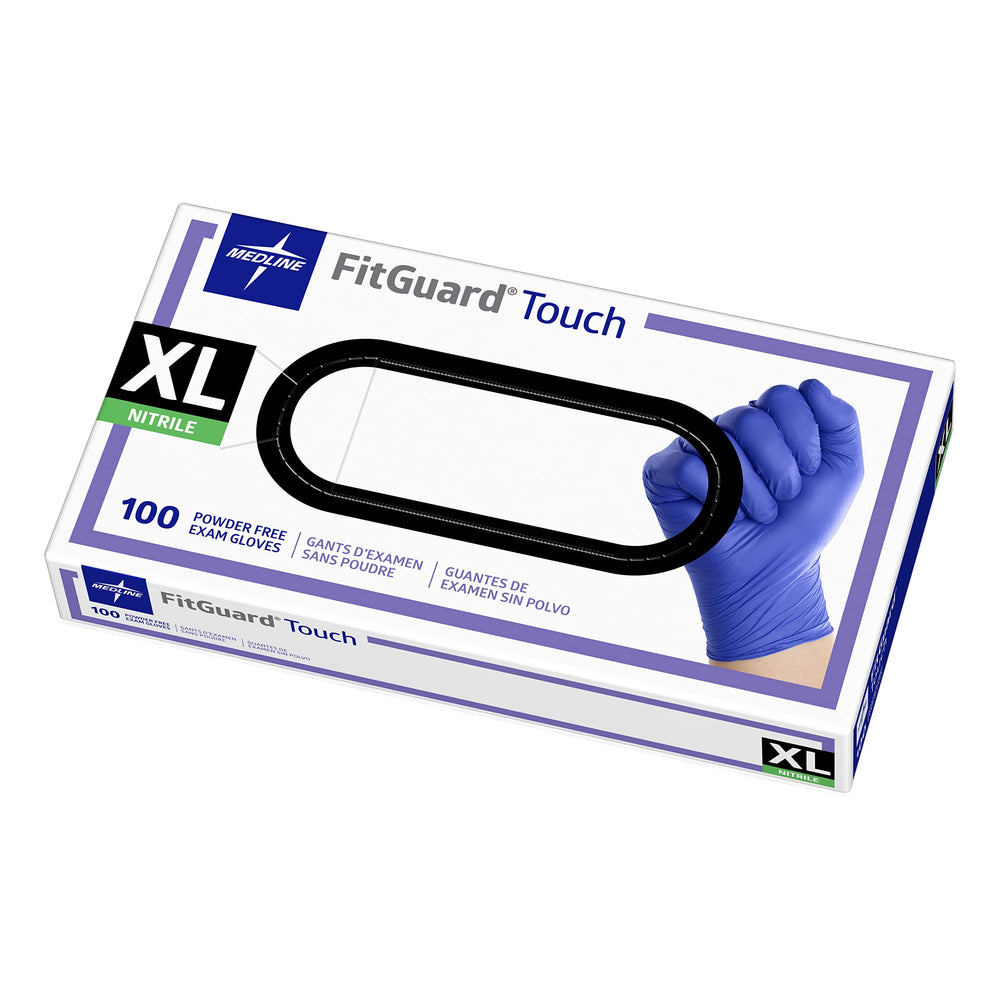 FitGuard Touch nitrile gloves pack front showing packaging and brand name for easy selection