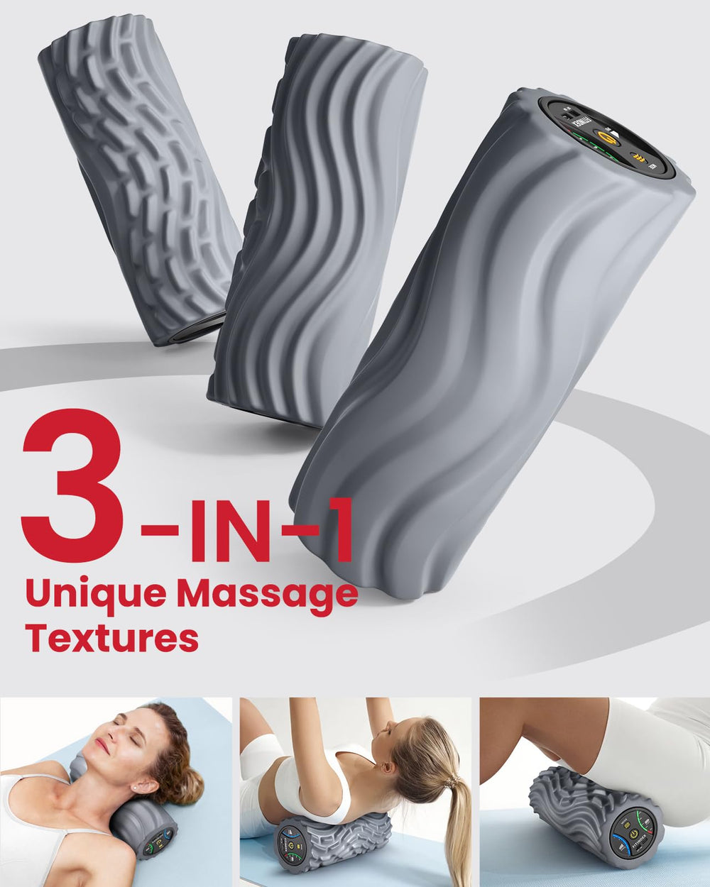 FITINDEX vibrating foam roller charging via USB-C for convenient power on the go
