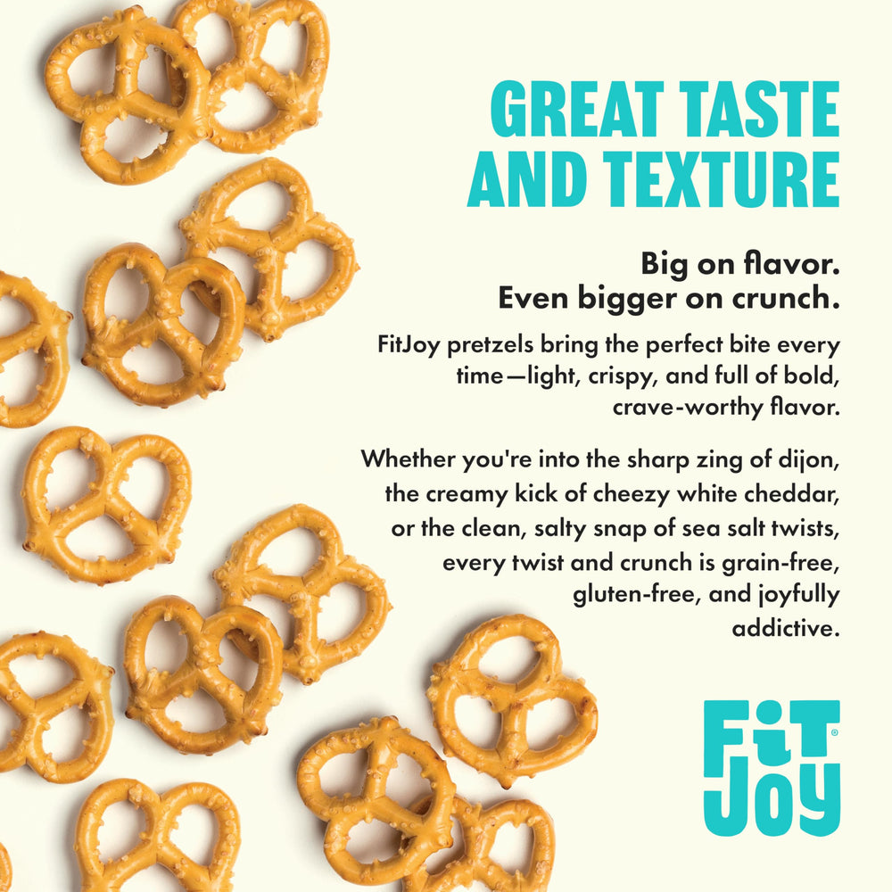 FitJoy Dairy-Nut-Corn Free Ingredients highlighted in 24-pack pretzels