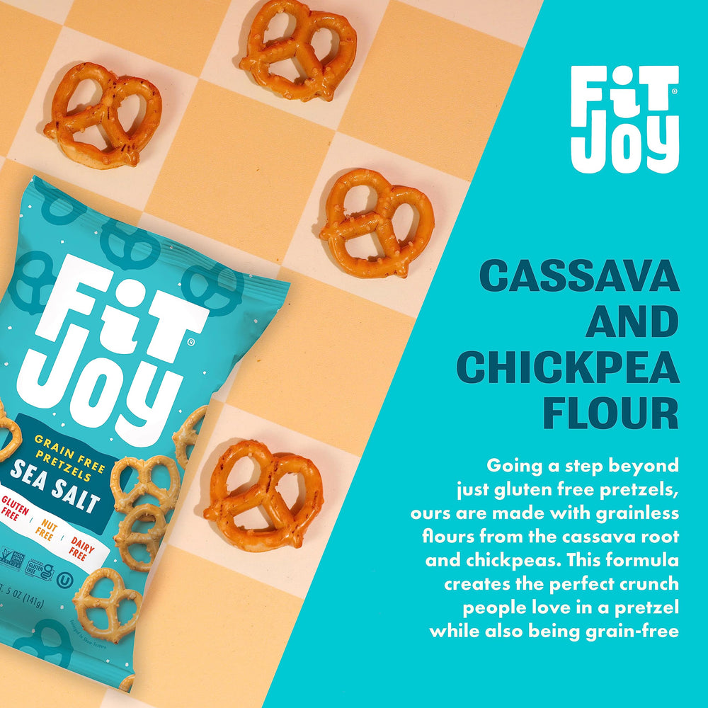 FitJoy sea salt pretzels family snack closeup; kid-friendly and mindful munching.