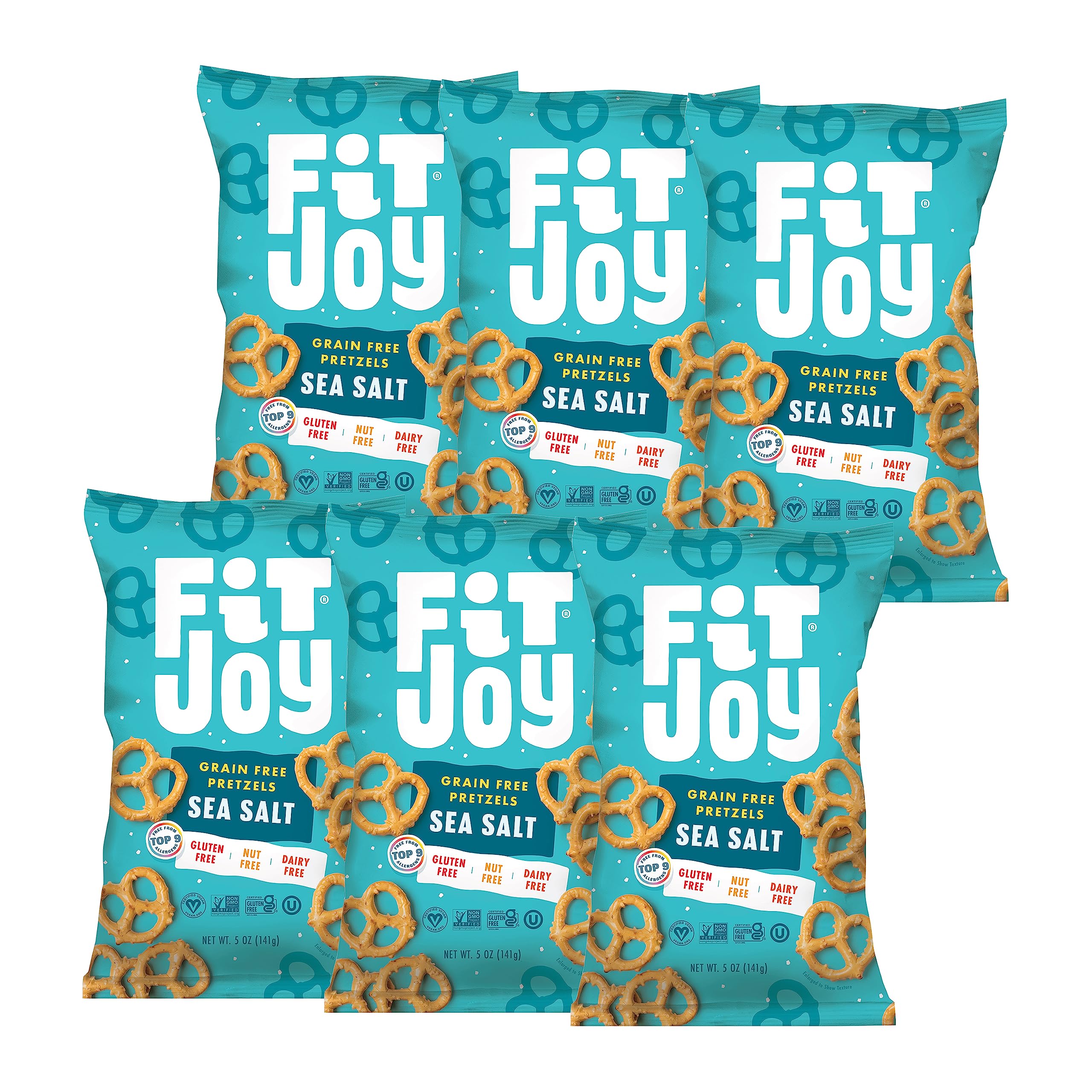 FitJoy sea salt pretzels pack-6-bags; convenient, shareable family snack.