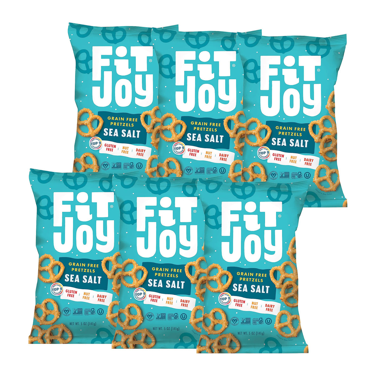 FitJoy sea salt pretzels pack-6-bags; convenient, shareable family snack.