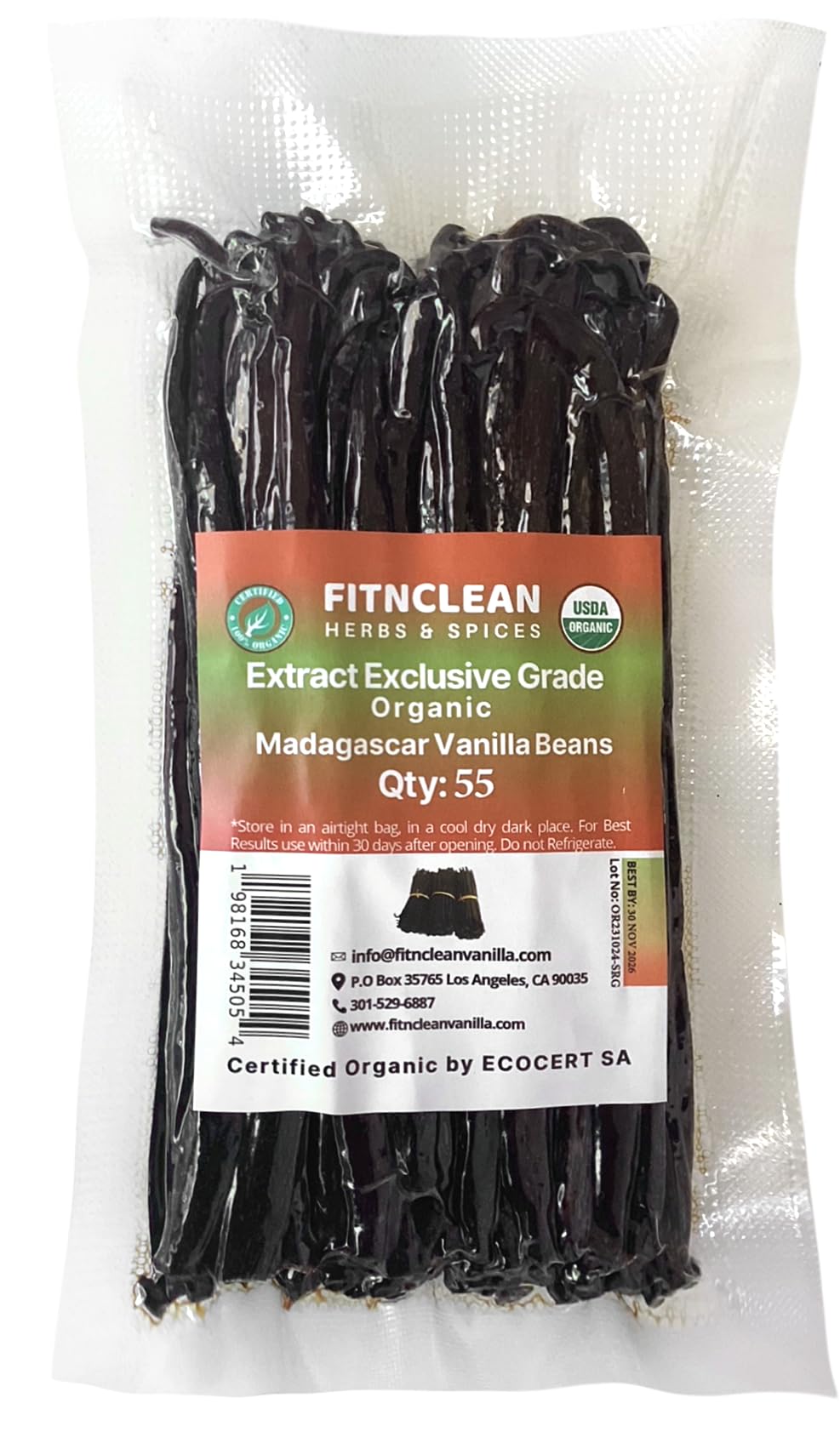FITNCLEAN organic Madagascar vanilla pods ready for infusing