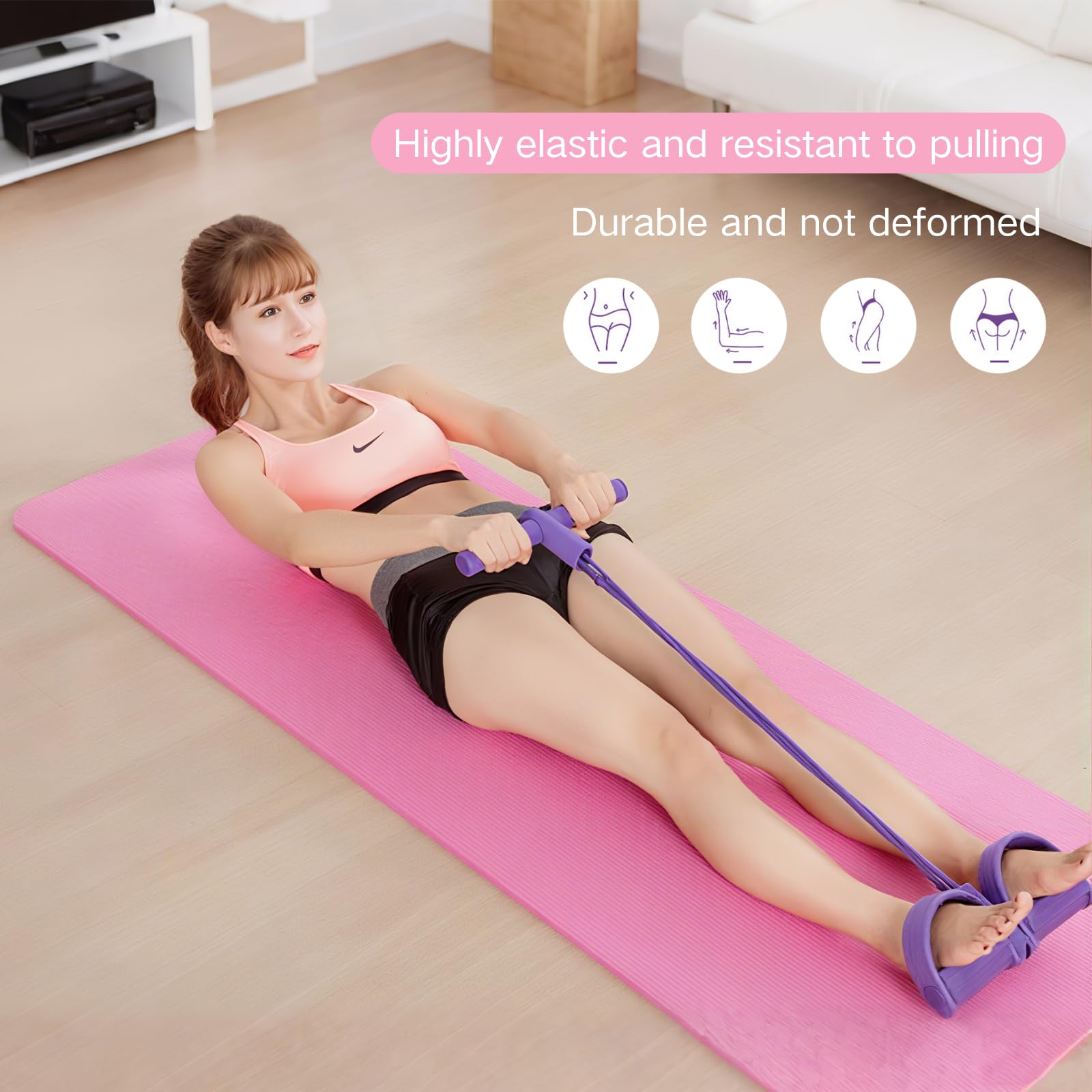 Fitness resistance bands set ankle straps attached for diverse leg exercises.