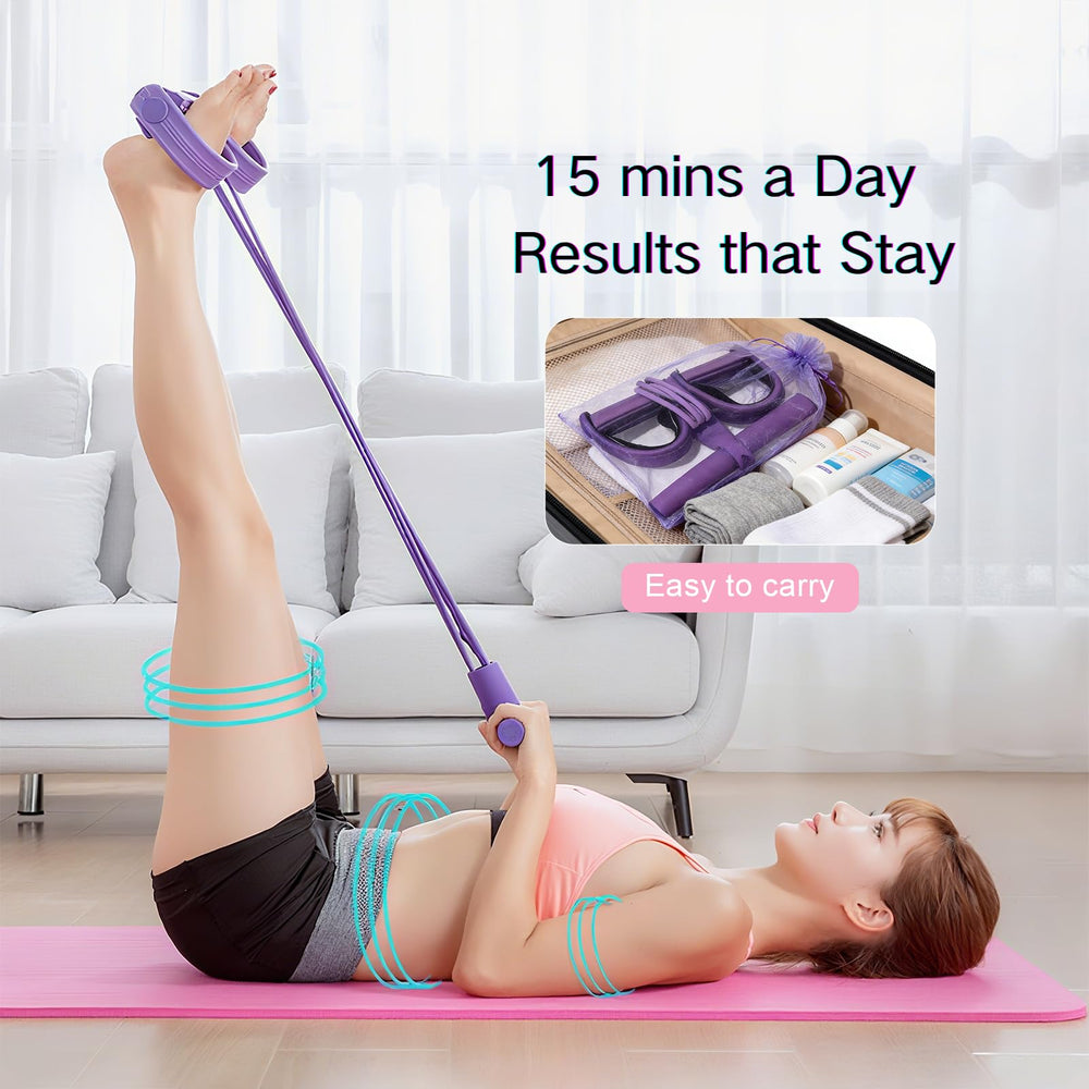 Fitness resistance bands set shows durable construction with reinforced connectors.
