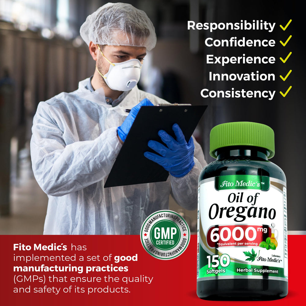 Softgel capsules from FITO MEDIC'S oregano oil bottle ready to take