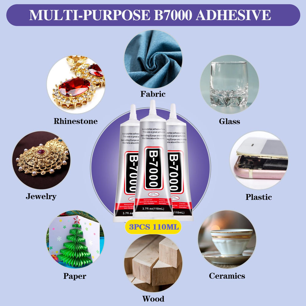 Multipurpose adhesive for fabric, wood, glass and more.