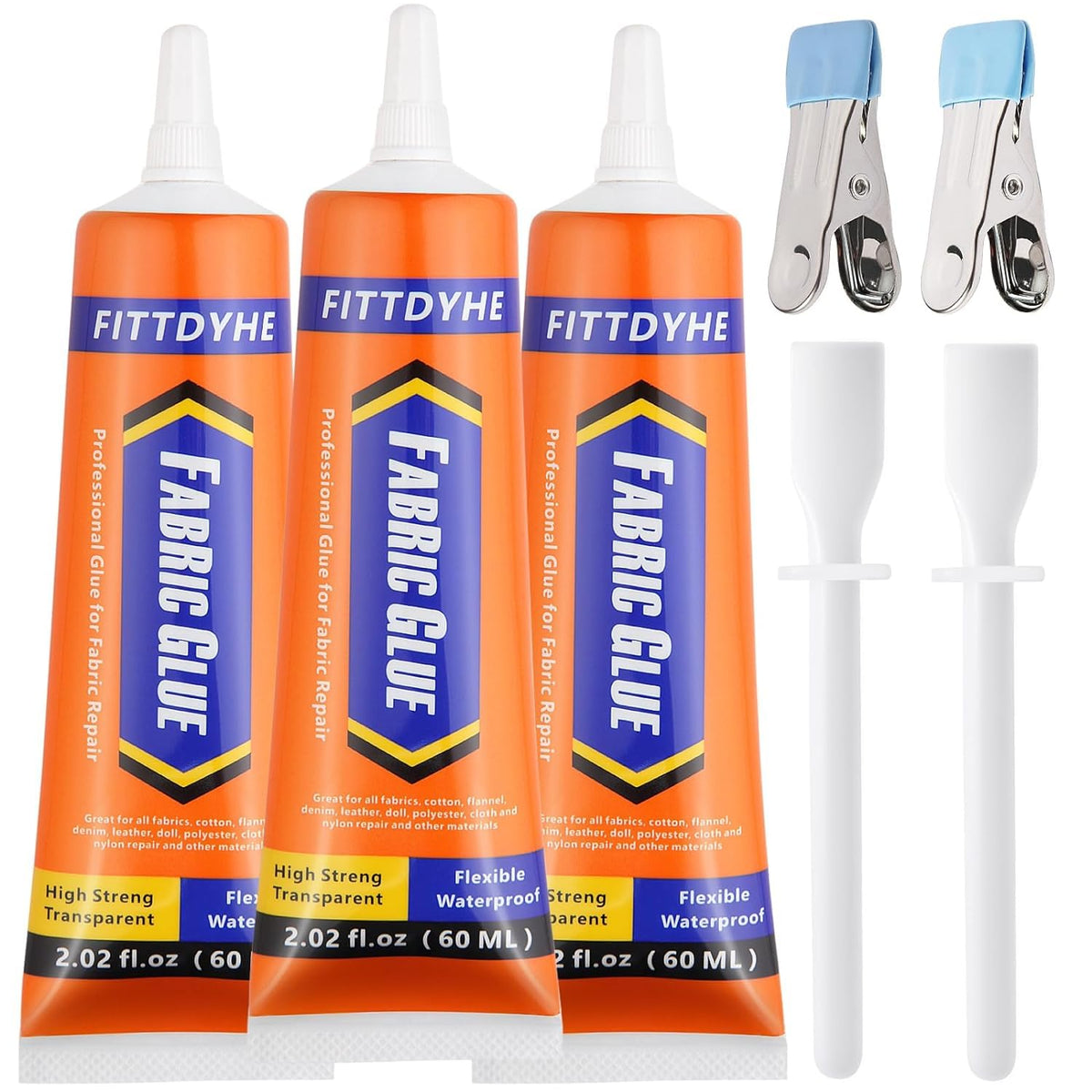 FITTDYHE fabric glue set with bottle and spreaders for precise bonding.