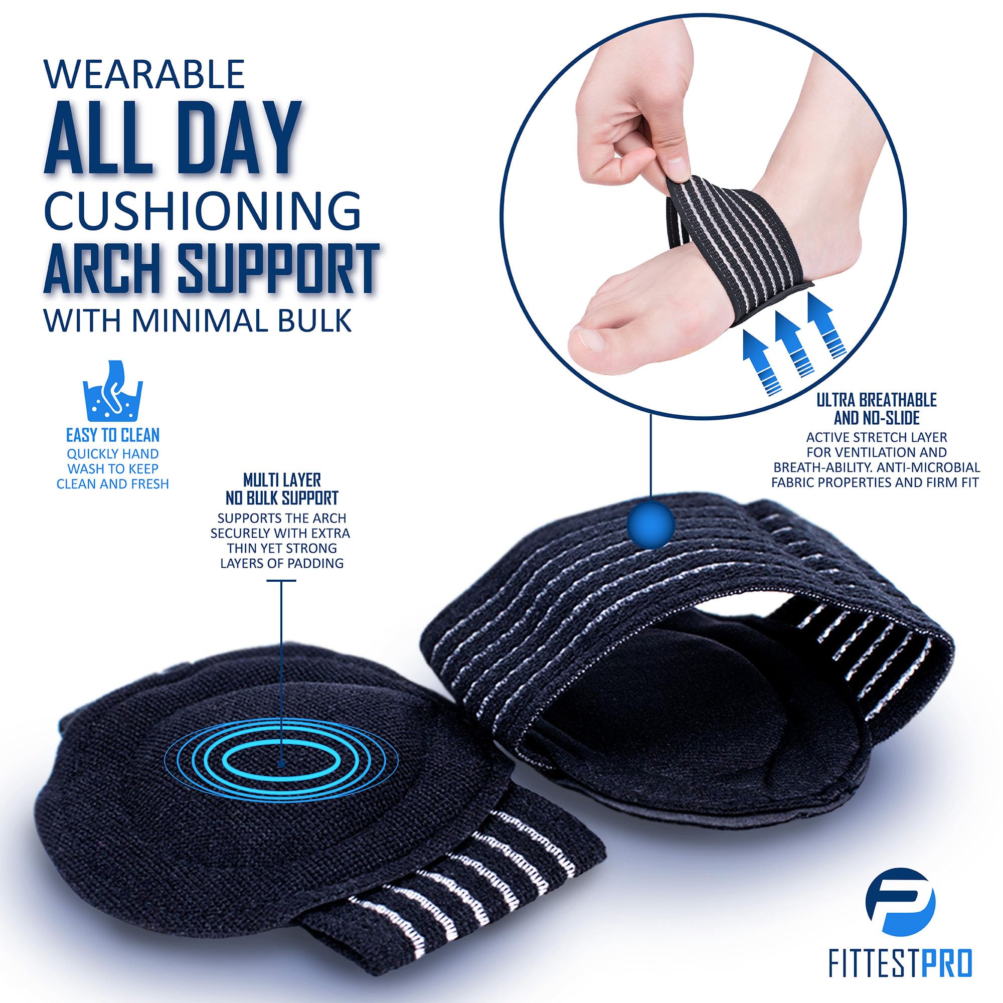 Fittest Pro arch support inserts highlight cushioned comfort for the arch