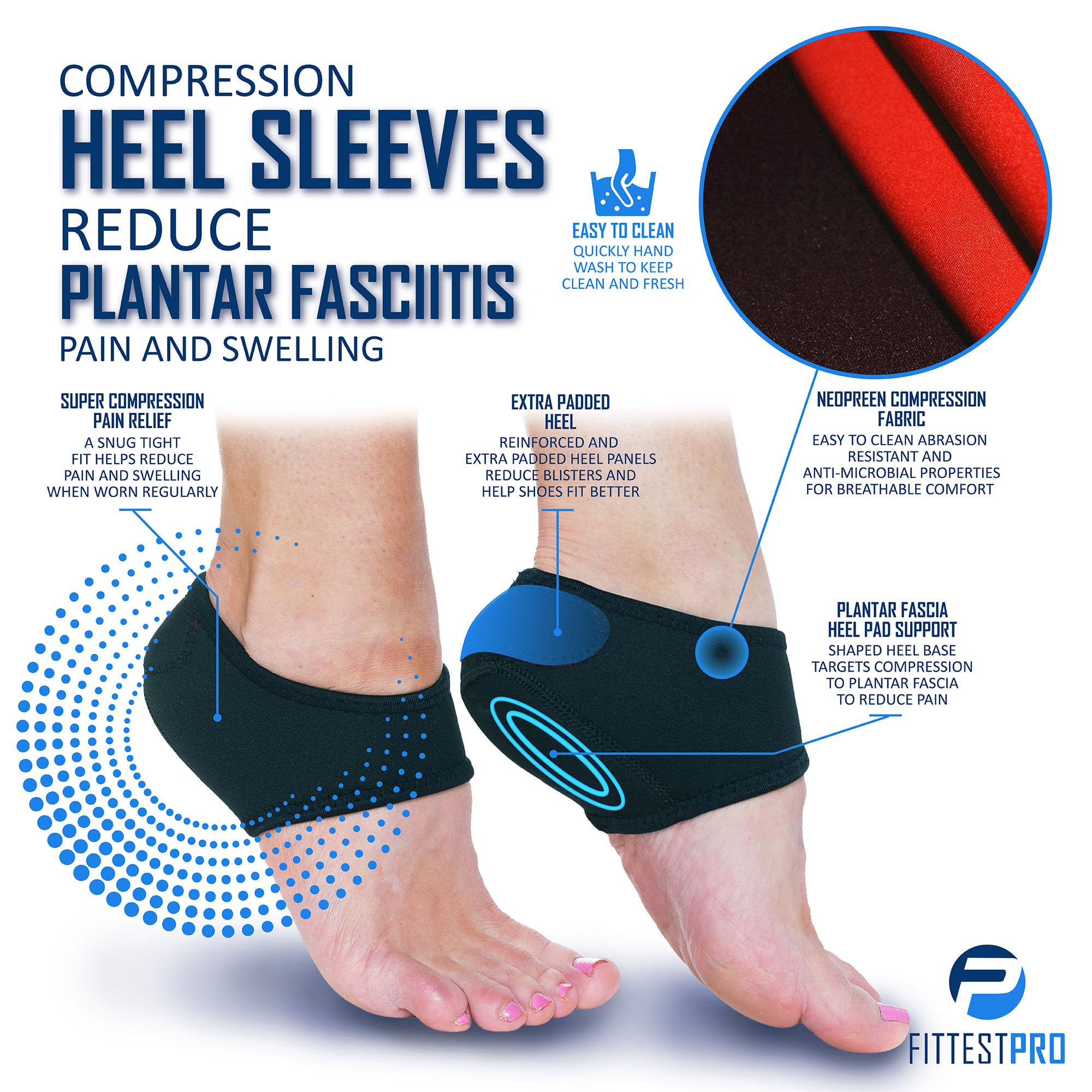 Fittest Pro compression sleeve for foot image demonstrates steady compression under socks
