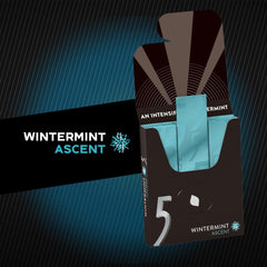 Sugar-free label on Five GUM Wintermint Ascent packaging for a guilt-free chew