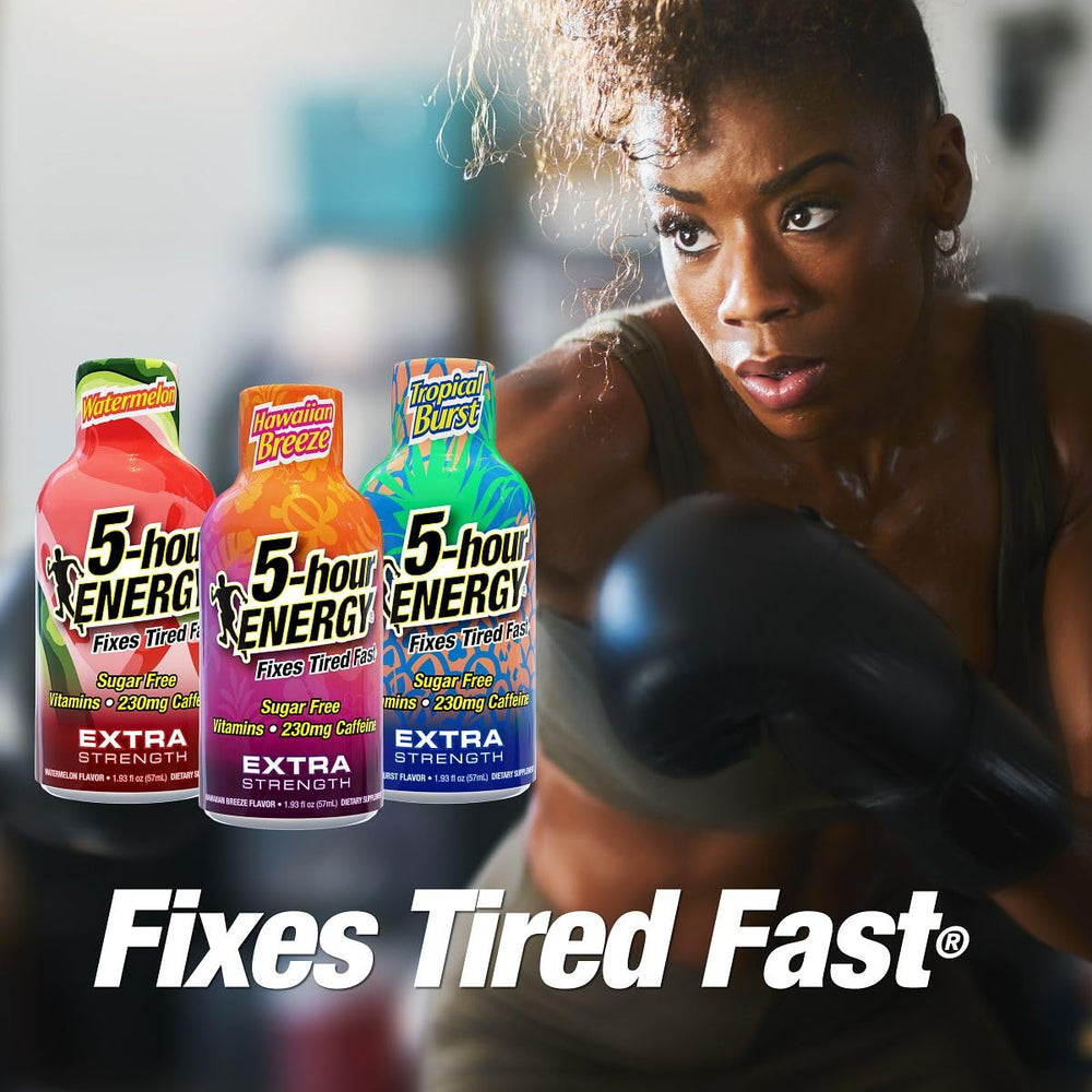 Five-hour ENERGY variety-pack box highlights convenient, portable energy on the go.