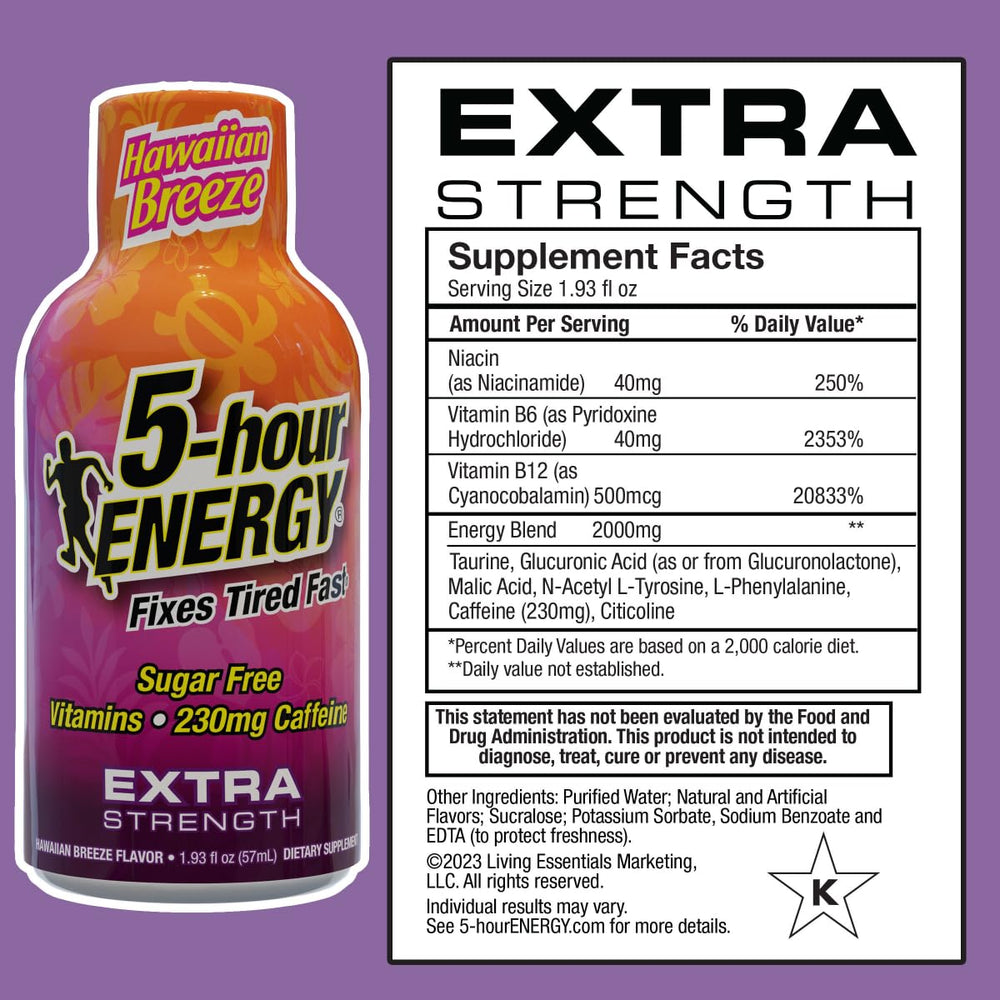 Five-hour ENERGY Hawaiian Breeze shot nestled in a bag for study sessions