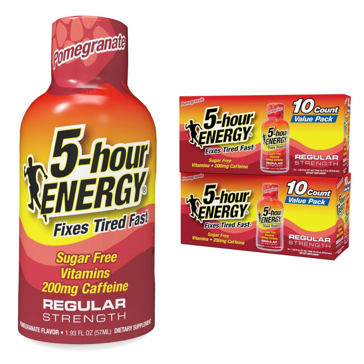 Five-hour ENERGY regular-strength energy shot, pomegranate flavor, portable 1.93 oz bottle for quick alertness