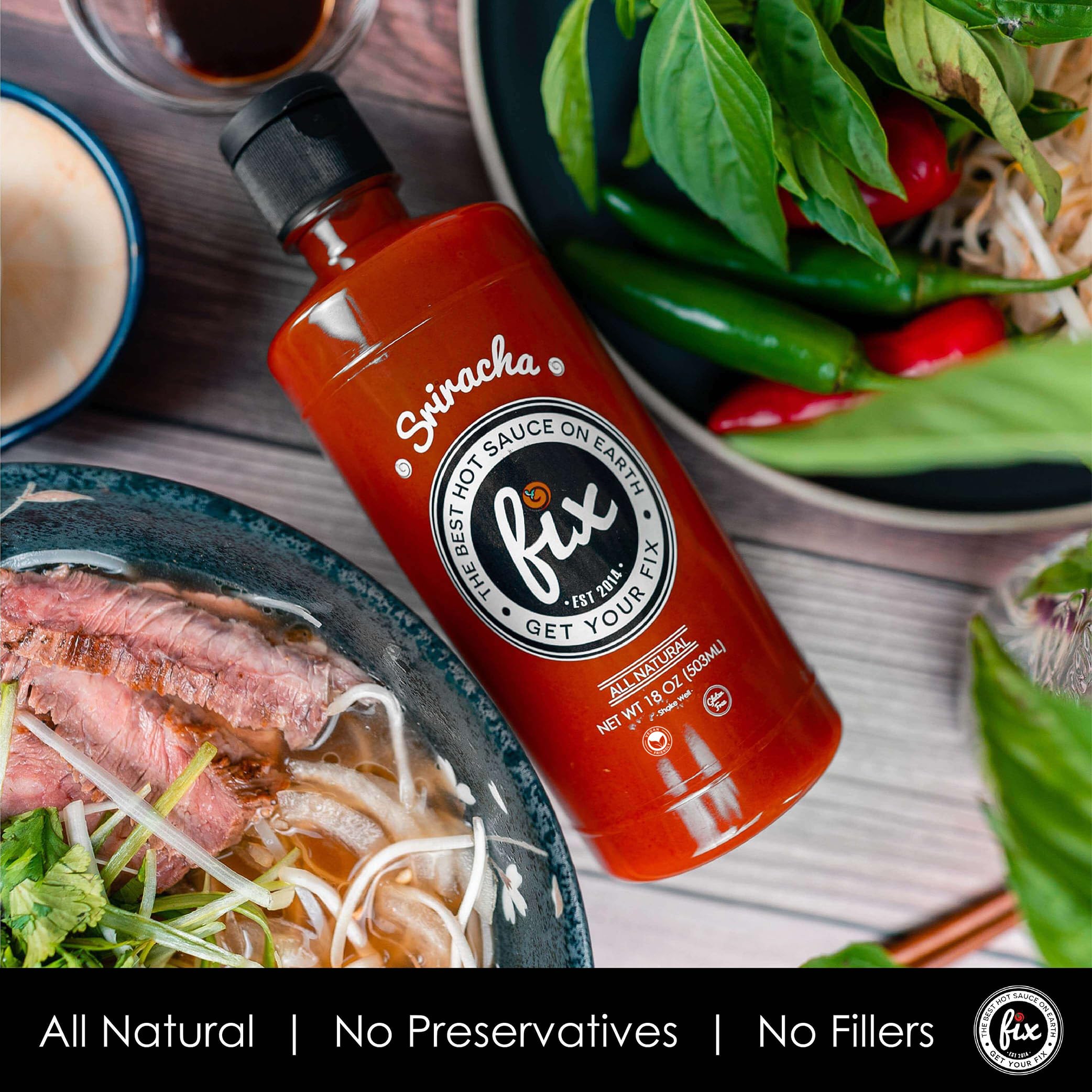 Fix Hot Sauce pairs well with sushi and stir-fries for flavor lift