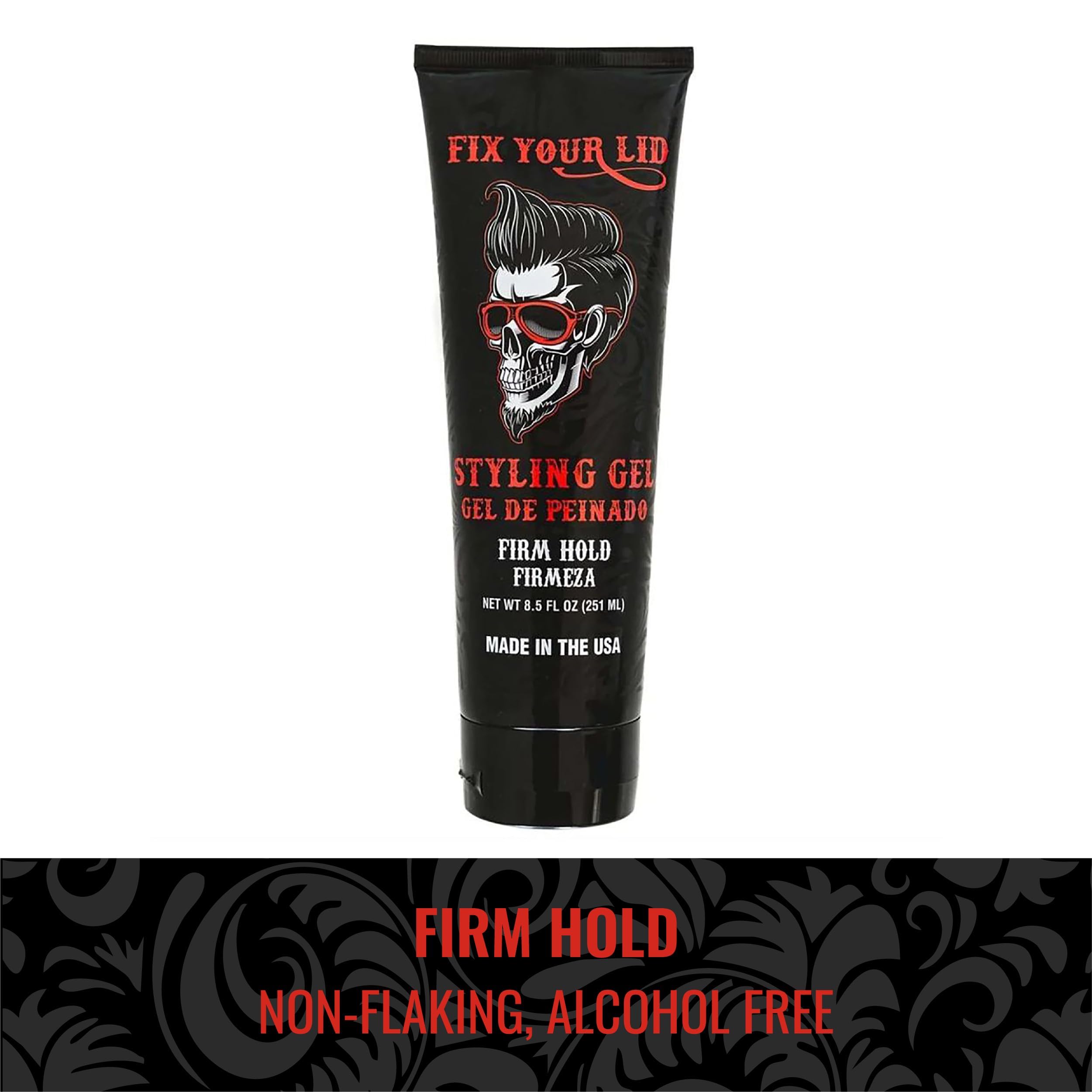 8.5 oz Fix Your Lid bottle highlights a non-greasy formula.