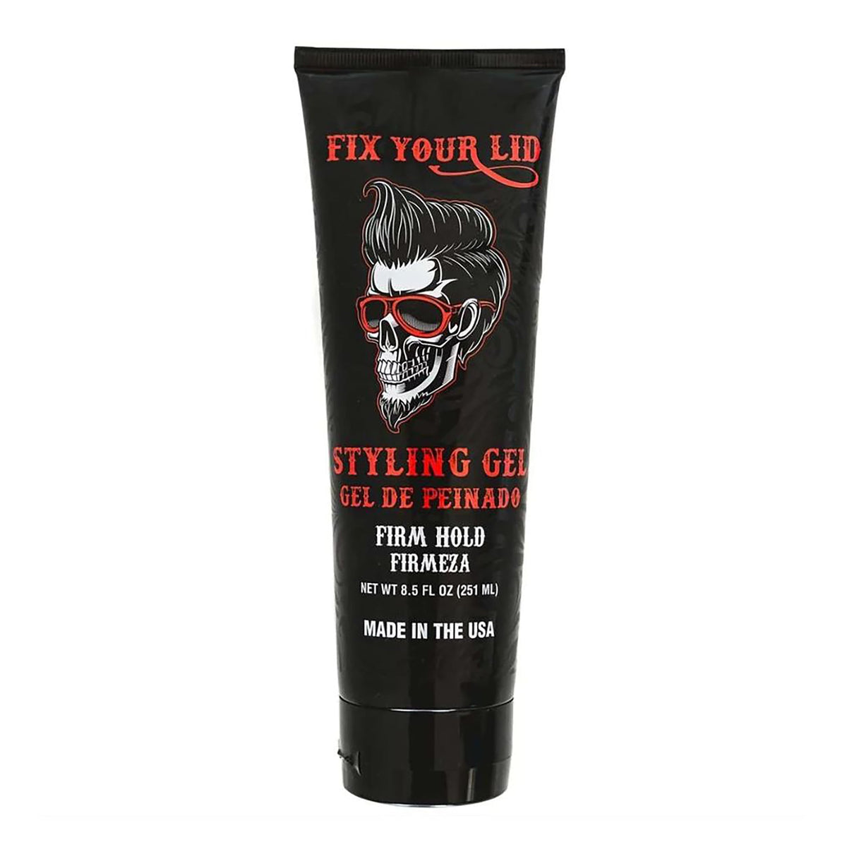 Fix Your Lid styling gel bottle close-up with firm hold and natural shine.