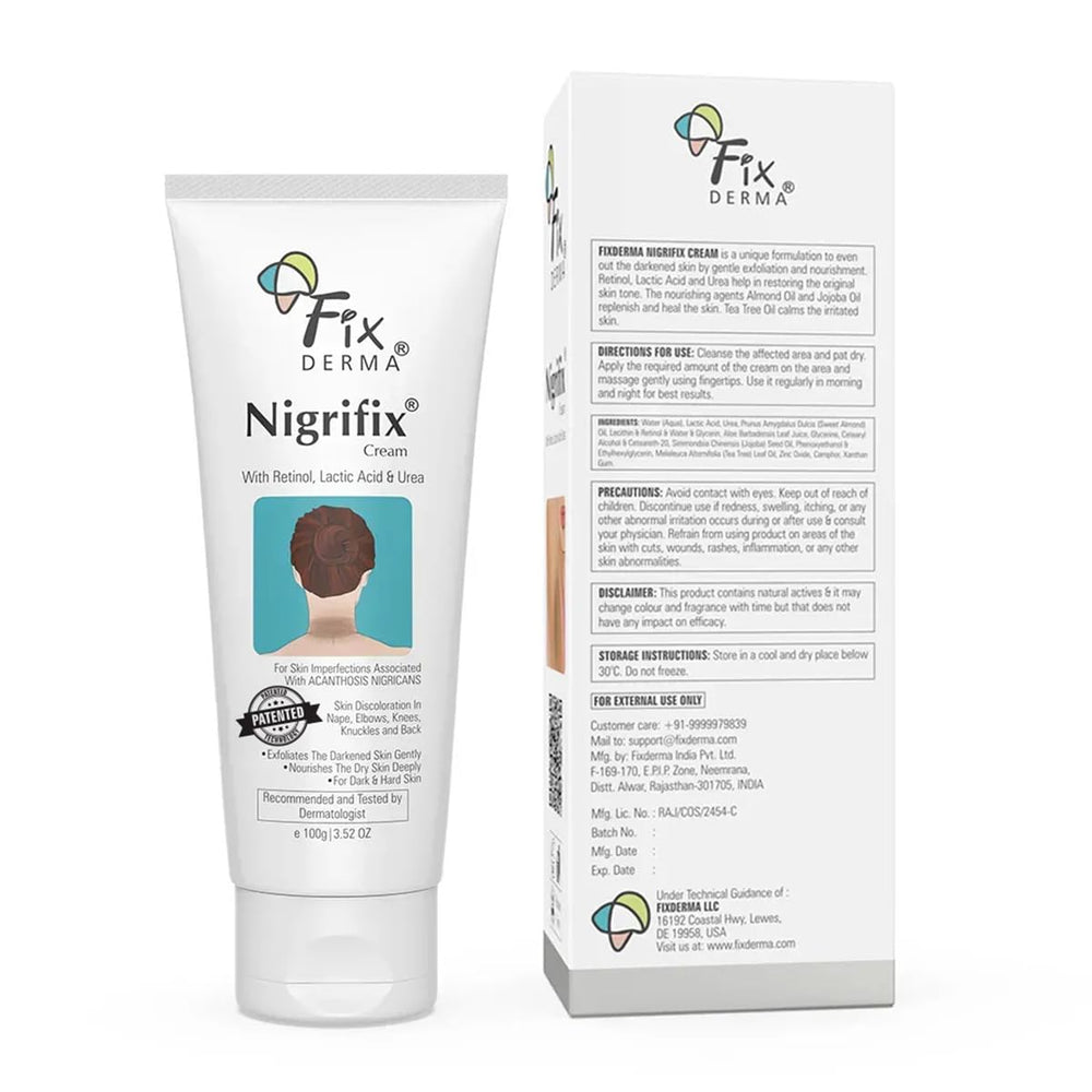 FIXDERMA Nigrifix uses retinol and lactic acid for gentle exfoliation and hydration.
