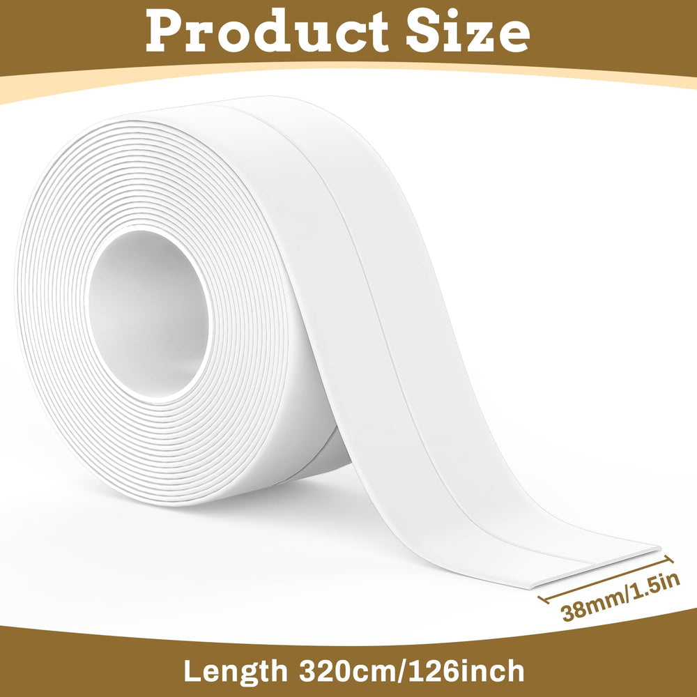 Fixmend white caulk tape on kitchen sink edge for water resistance