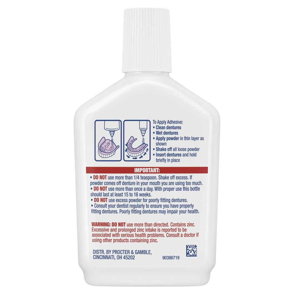 Fixodent Extra Hold powder logo and branding builds trust.
