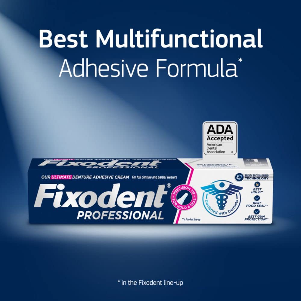 Fixodent Professional food seal reduces food particle intrusion during meals.
