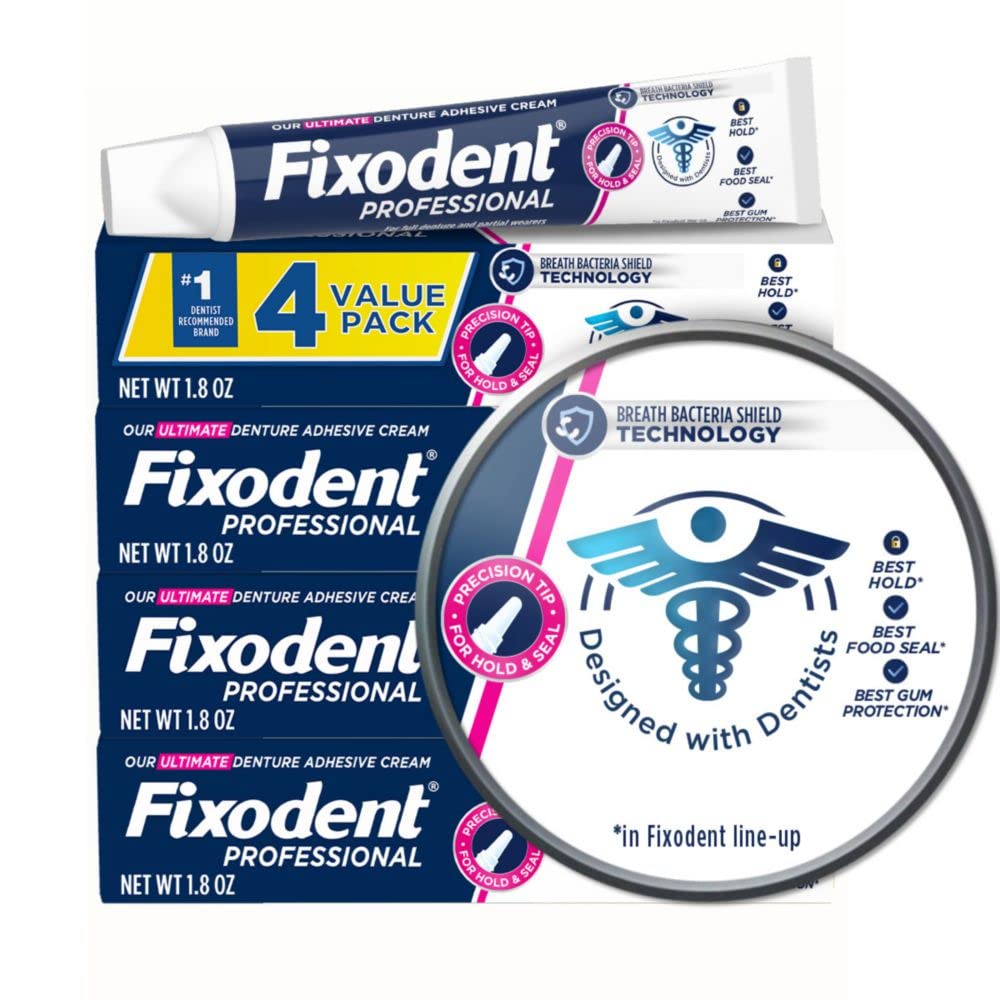 Fixodent Professional precision tip enables precise denture placement and lasting hold.