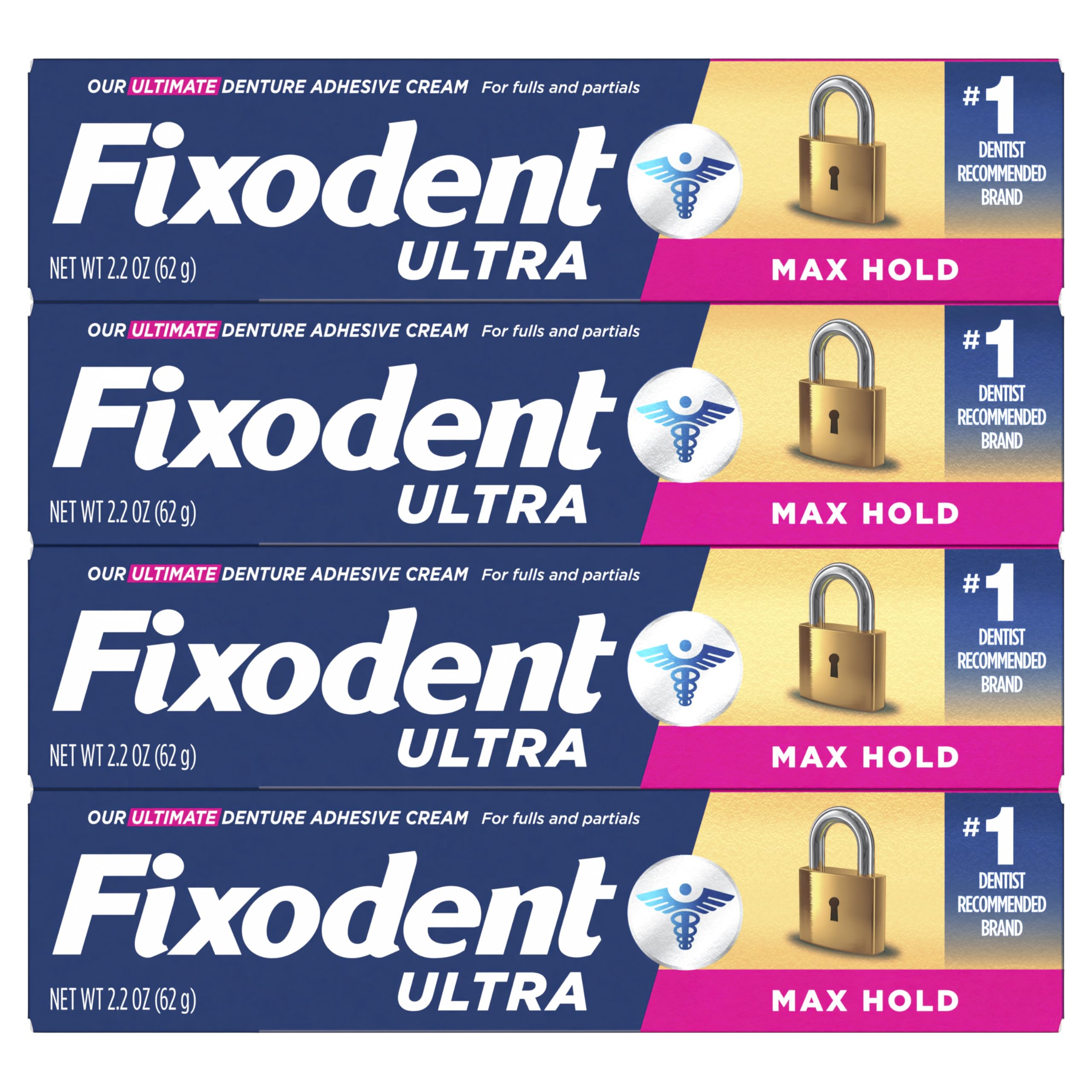 Full denture user applying Fixodent Ultra Max Hold for stability