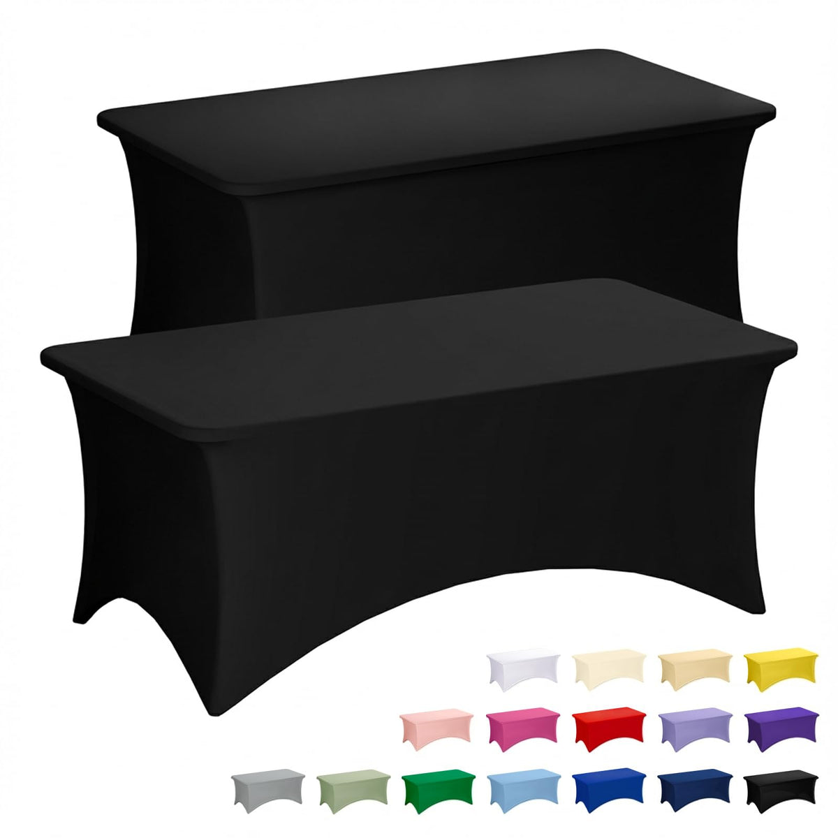 Fixwal black 6ft table cloth on a folding table for a sleek, professional look