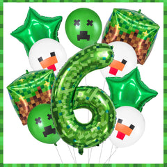 FJZEPIN 40 inch giant green pixel miner number balloon creates a striking centerpiece.