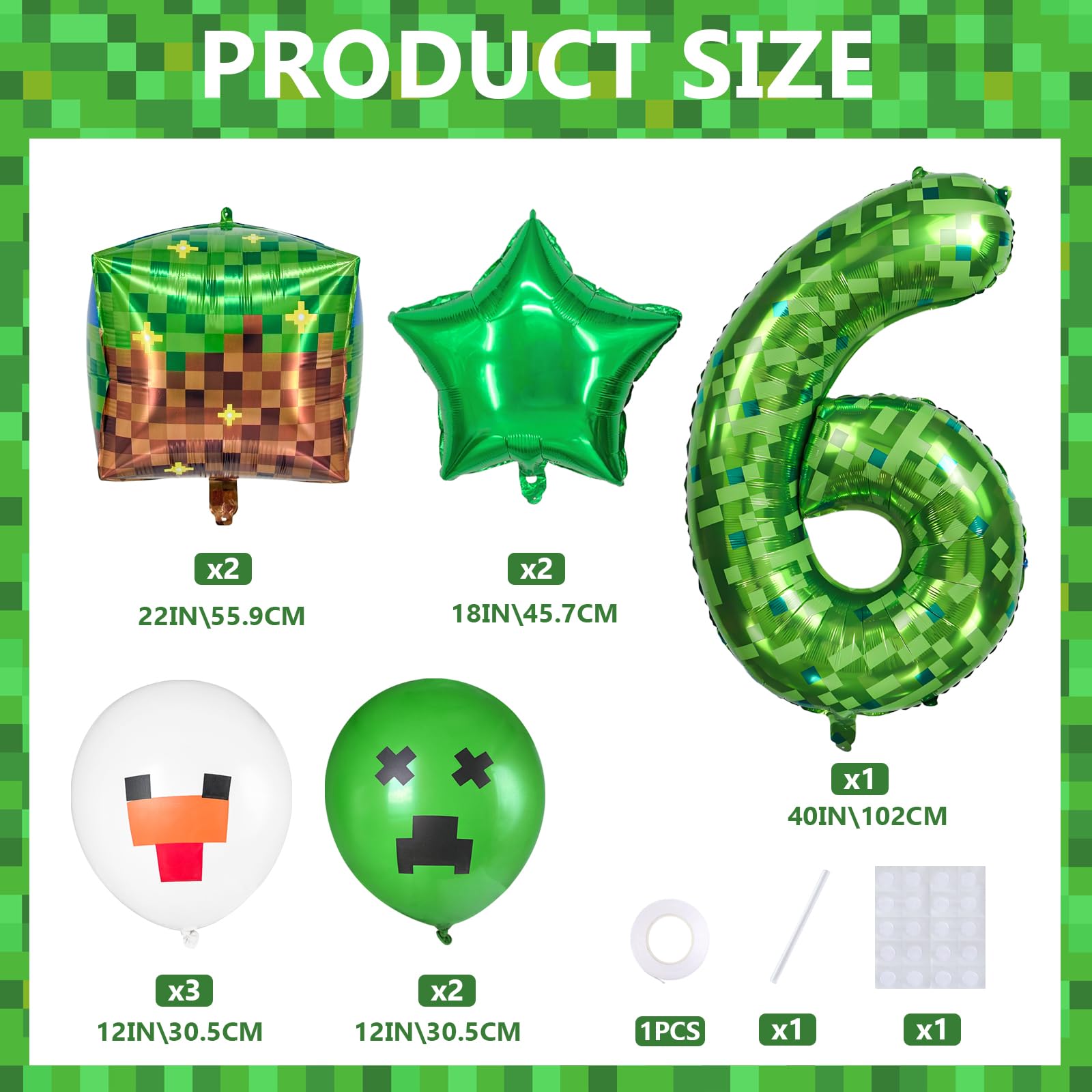 FJZEPIN green square pattern balloons add vibrant texture to mining themed parties.