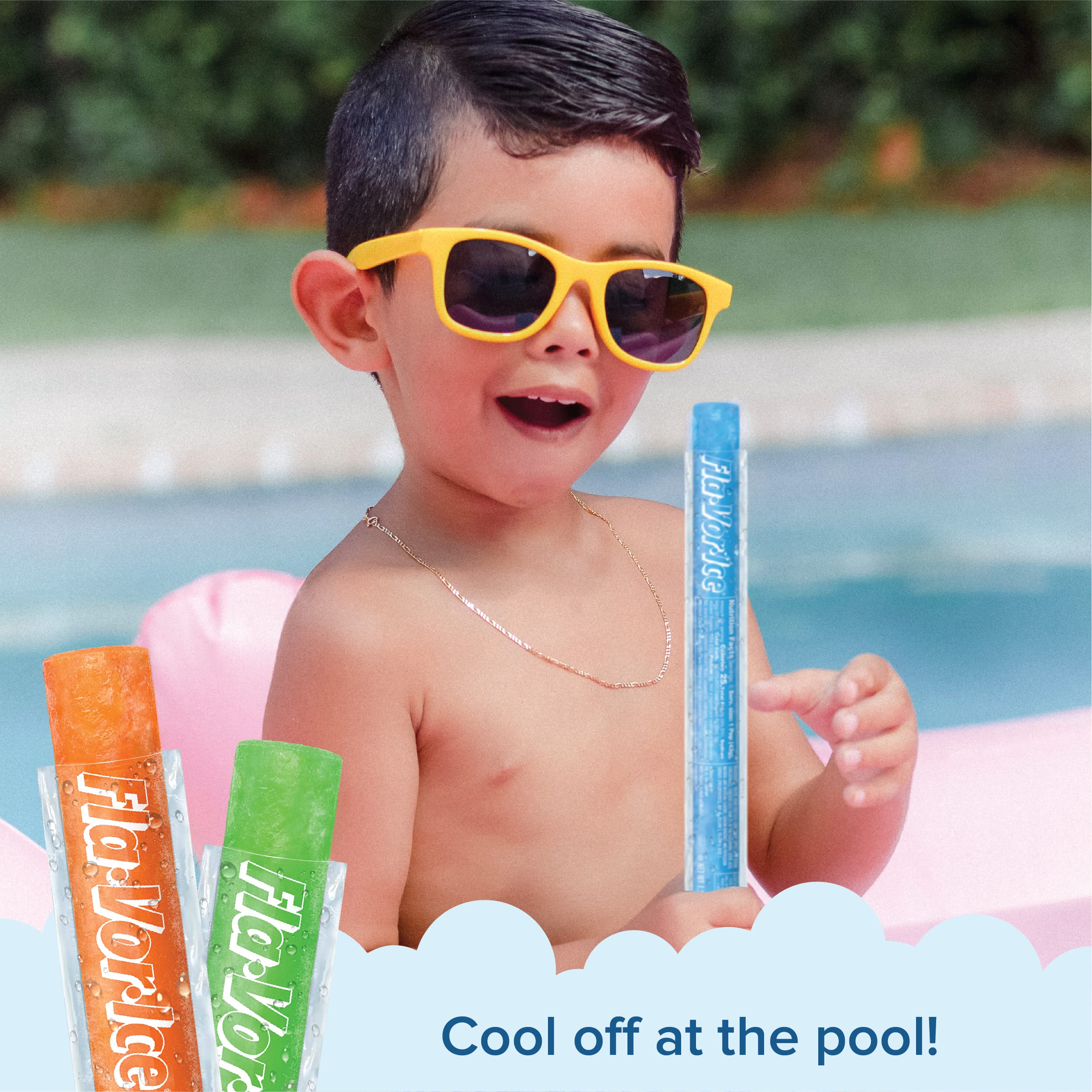 Fla-Vor-Ice summer-backyard scene captures easy cooling at outdoor gatherings.