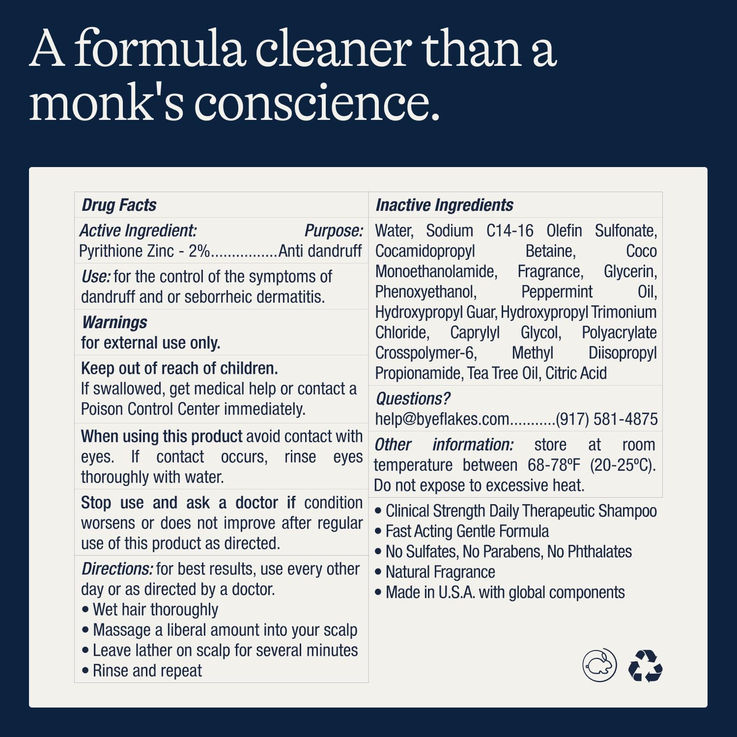 Flakes packaging emphasizes sulfate-free and paraben-free formula.