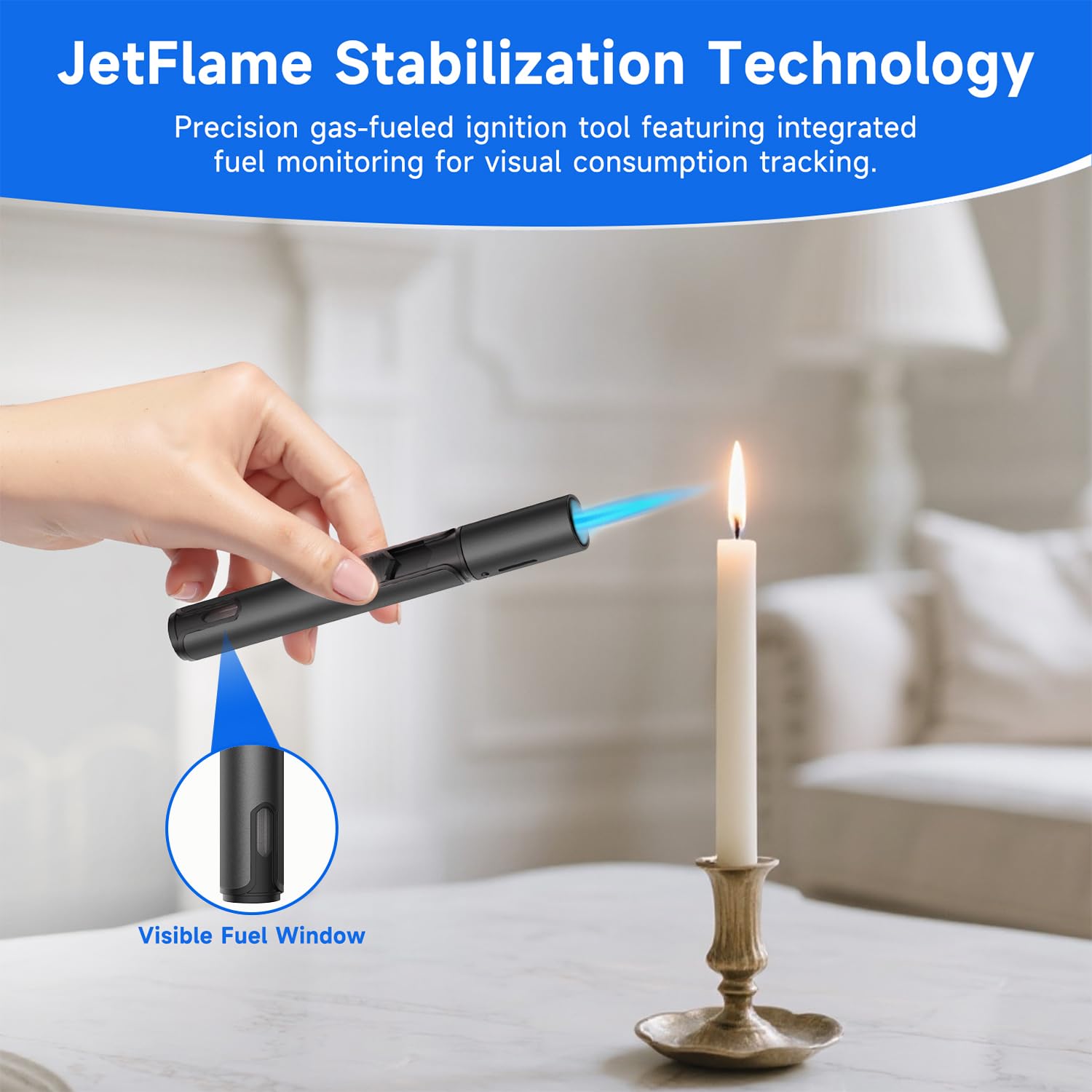 Adjustable flame knob on Flame Bird lighter for precise lighting control.