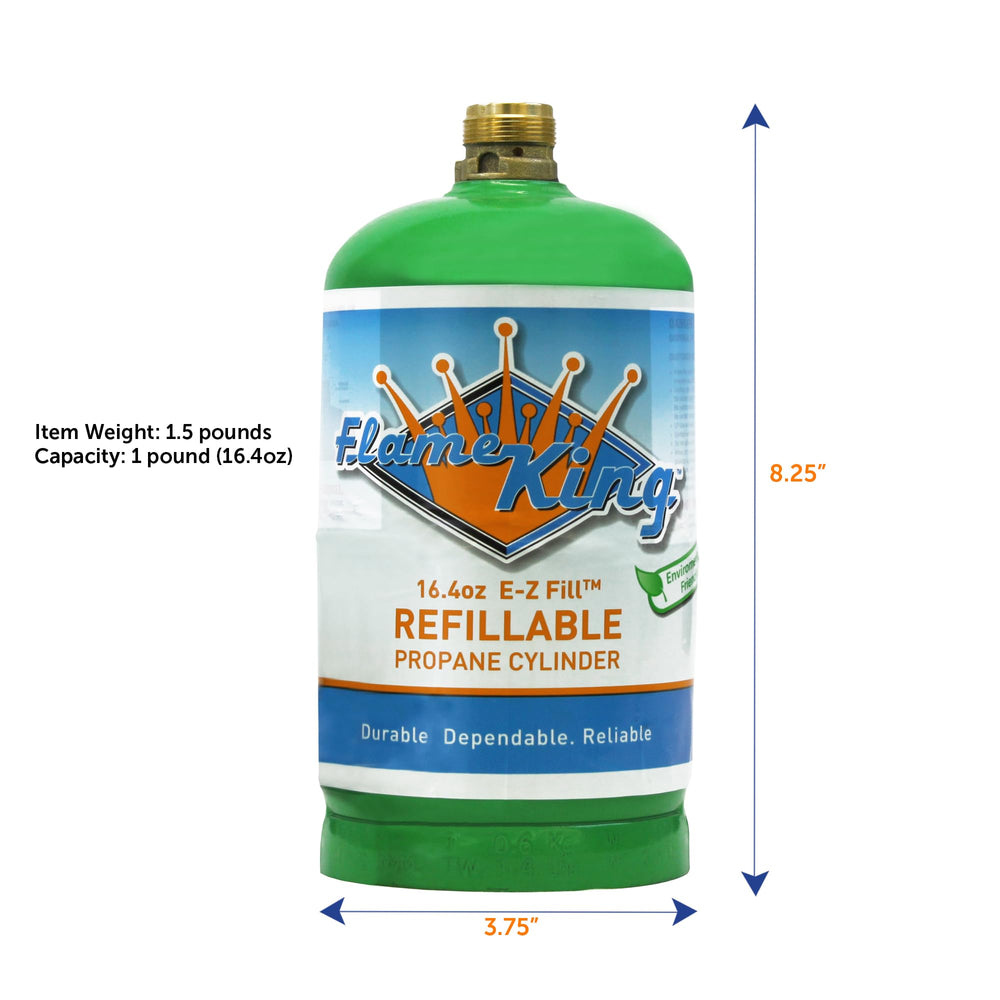 Flame King refill kit option supports easy backyard refilling