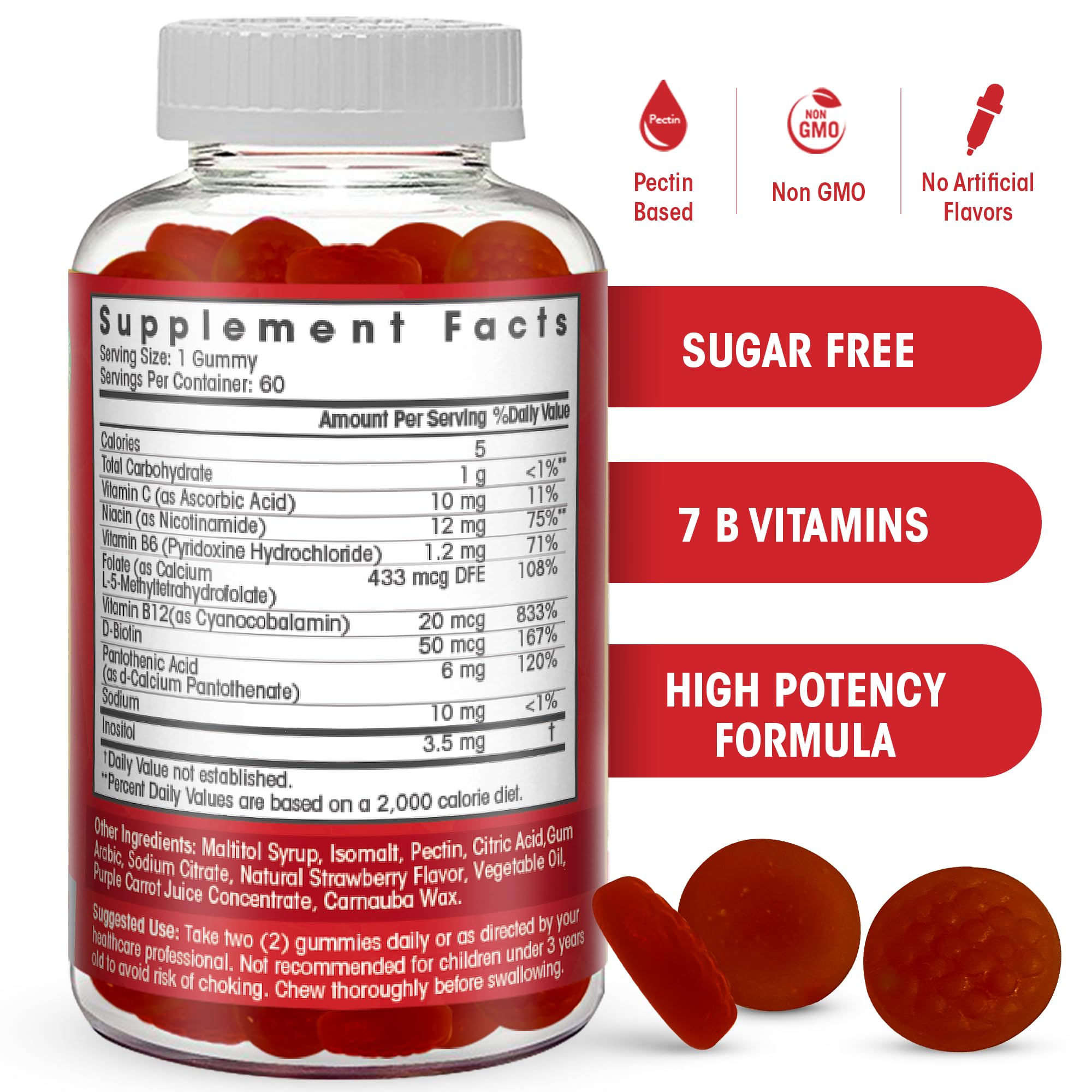 Flamingo Supplements Sugar Free Vitamin B Complex gummies collection highlighting plant-based formula