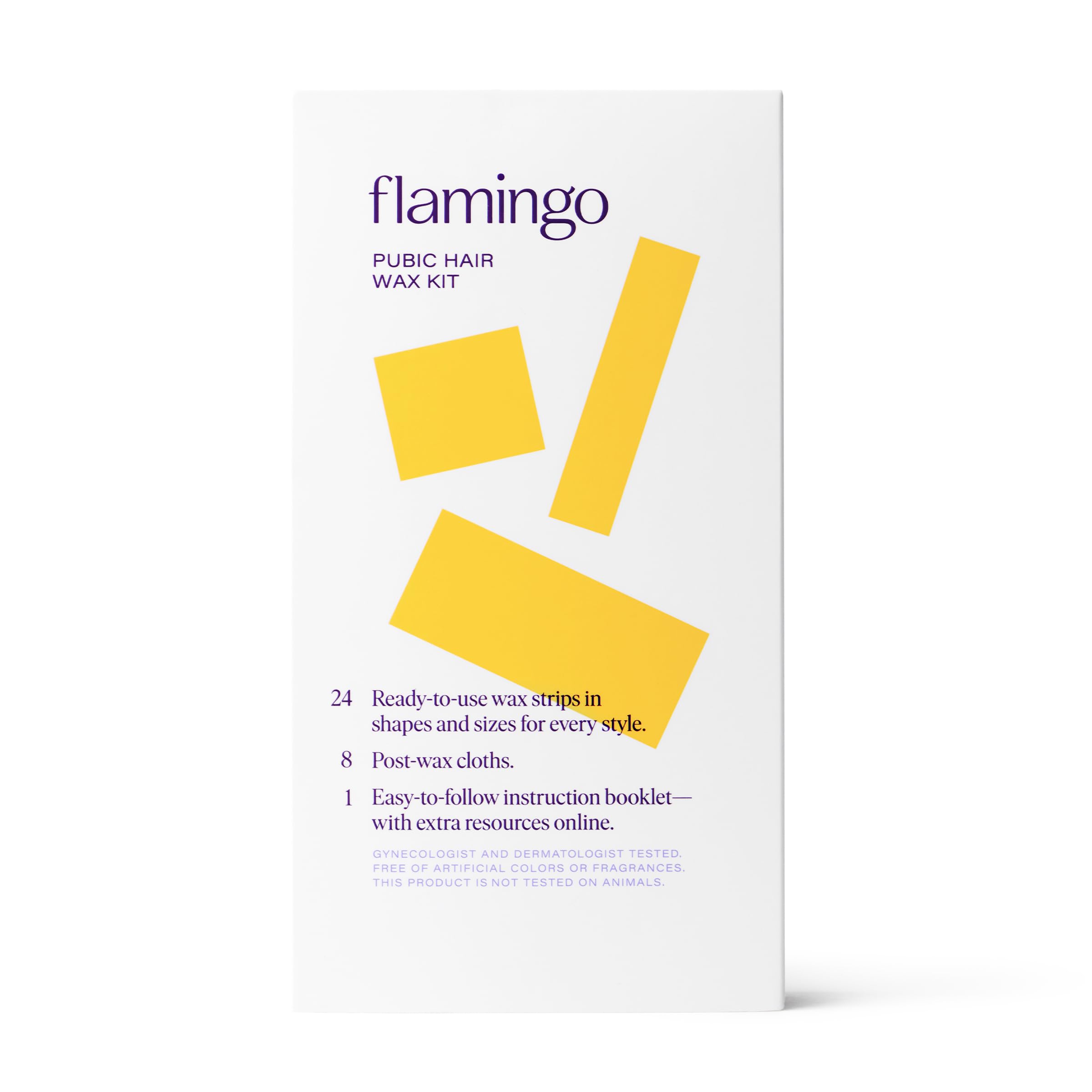 Flamingo Wax Kit includes 14 post-wax cloths for residue removal.