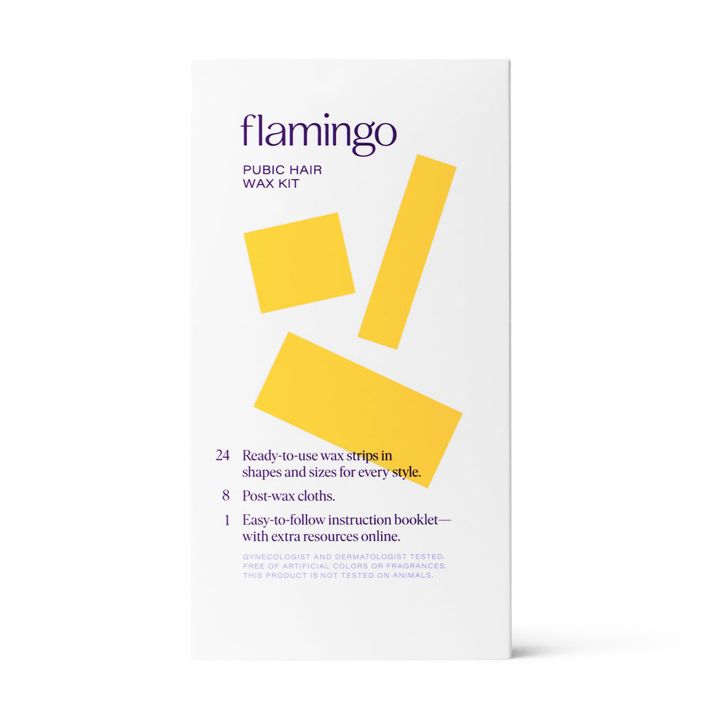 Flamingo Wax Kit includes 14 post-wax cloths for residue removal.