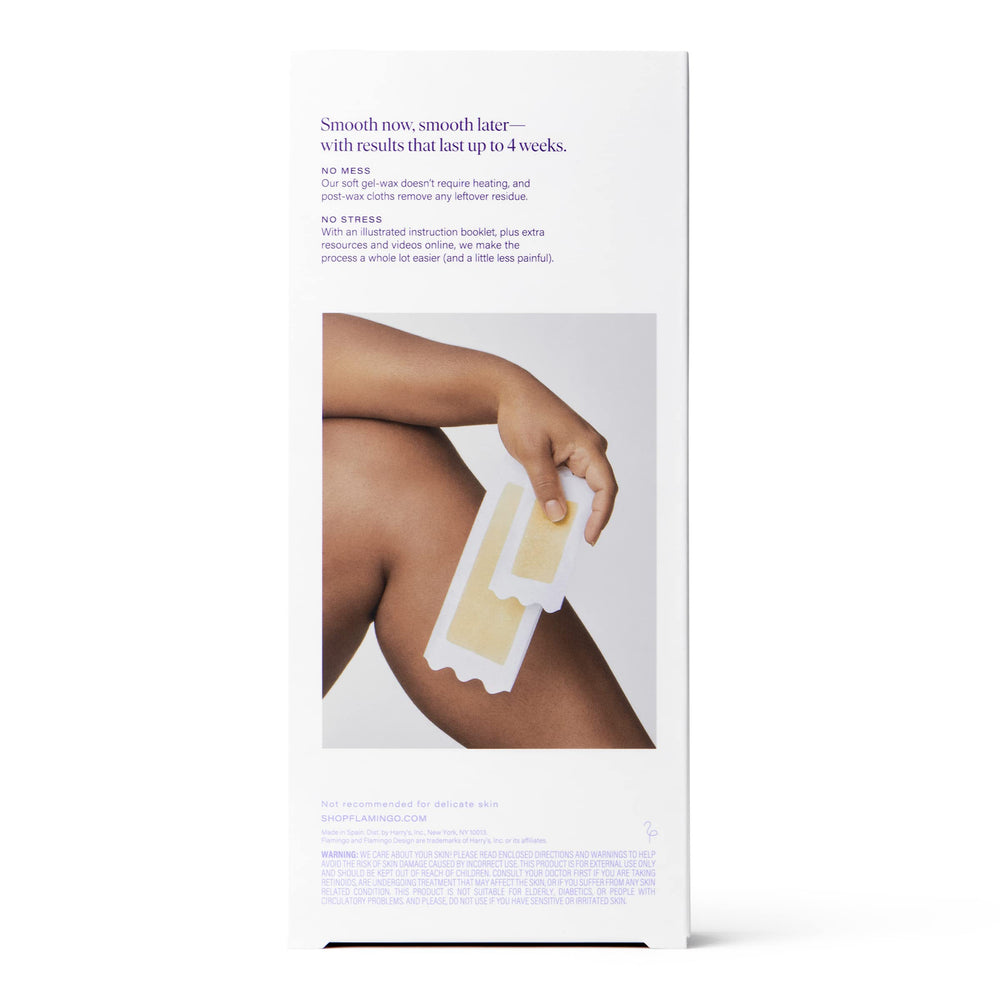 Flamingo Wax Kit contains 52 strips for body and bikini use together.
