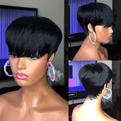 Flandi Pixie Cut Wig back view reveals balanced lift and fall