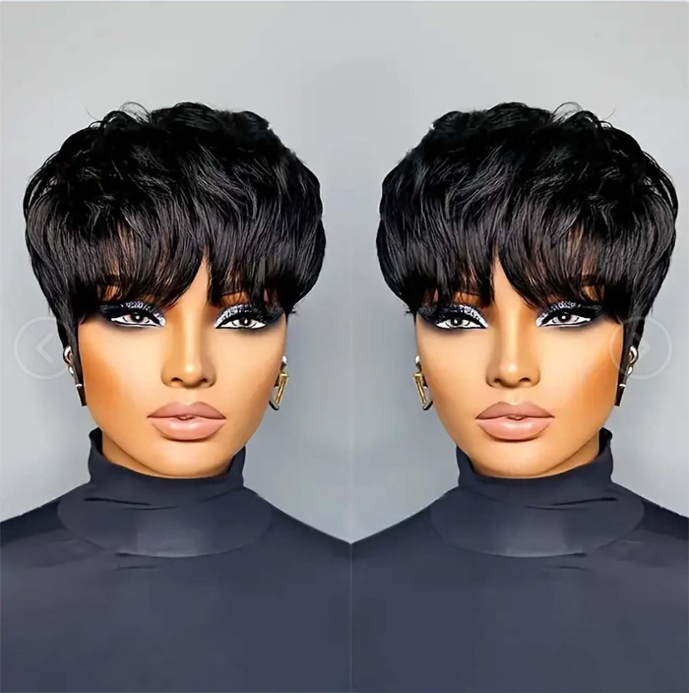 Flandi Pixie Cut Wig front view with natural layers for everyday wear