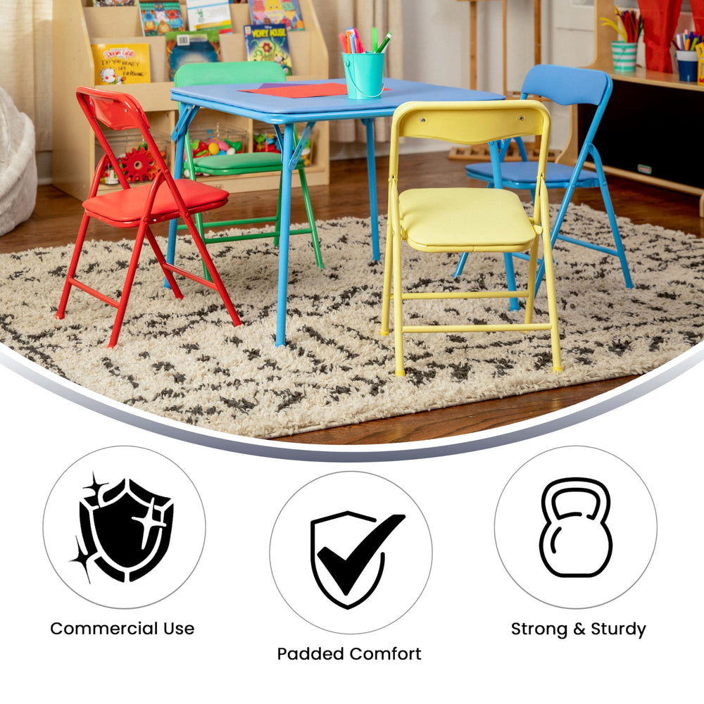 Flash Furniture Mindy table and chairs support up to 70 pounds at the table