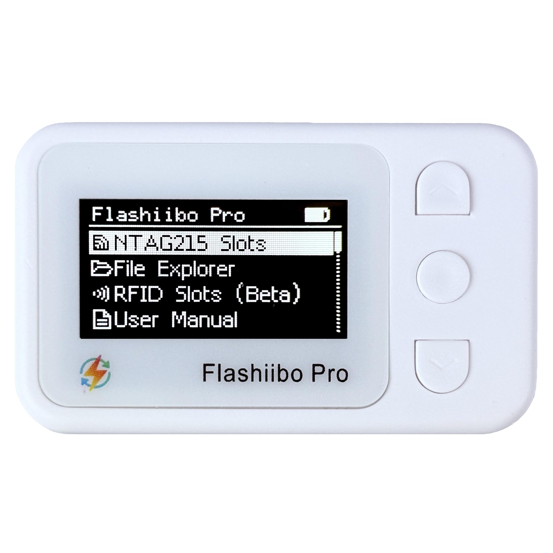 Flashiibo Pro NFC Emulator front view for portable Switch saves.